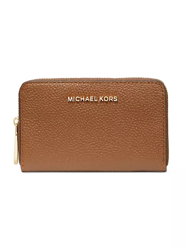  Michael Kors Leather Jet Set Travel Top Zip Card Case Wallet  Coin Pouch Brown : Clothing, Shoes & Jewelry