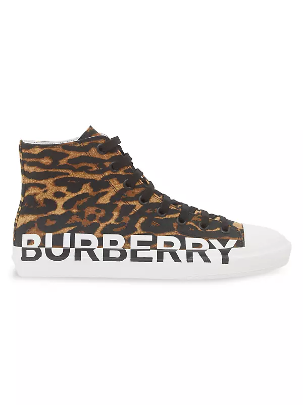 Shop Burberry Logo & Leopard Print High-Top Sneakers | Saks Fifth 