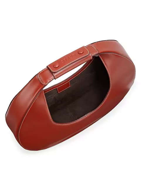 STAUD Large Leather Moon Bag in Red