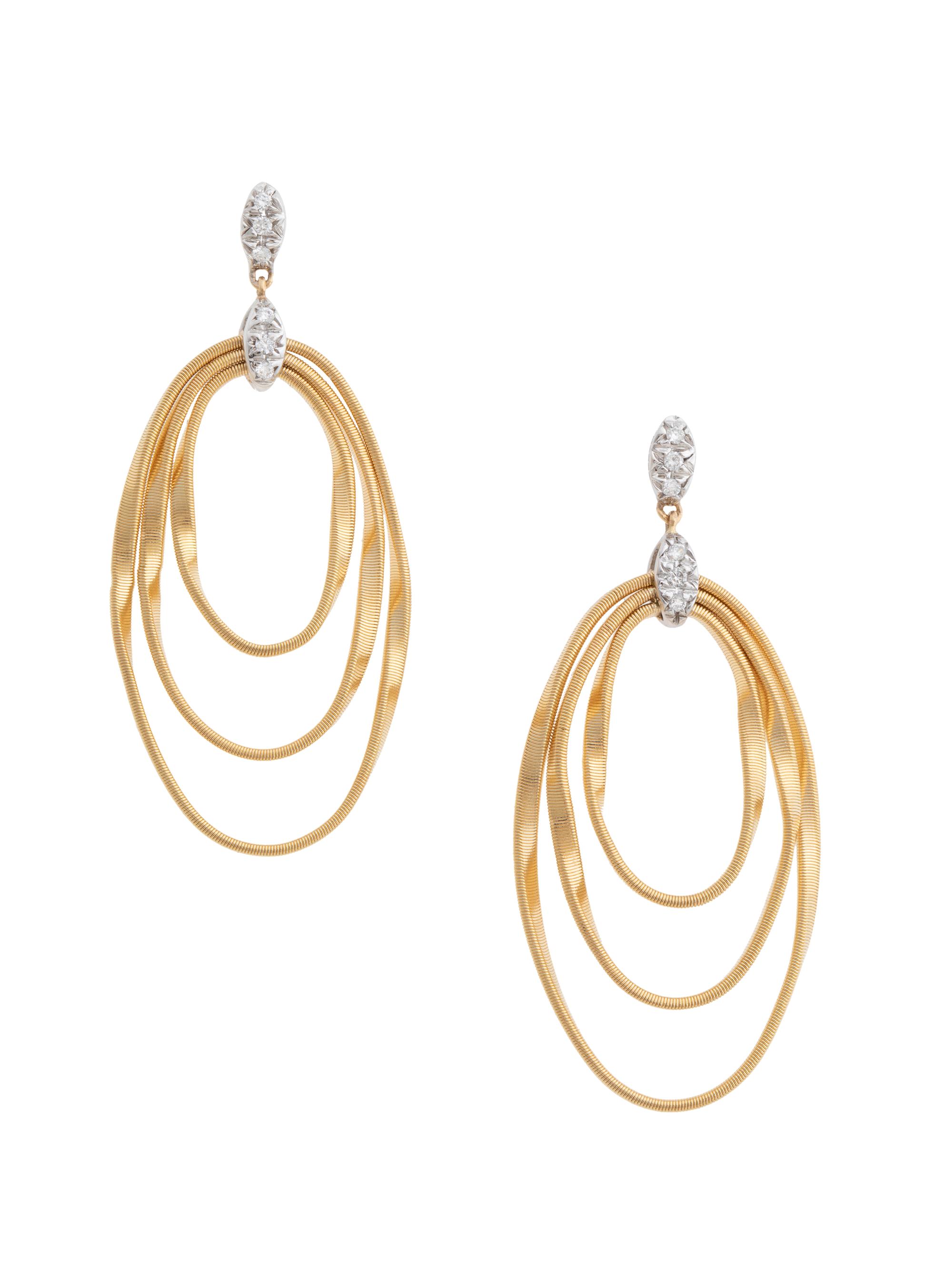 Marco Bicego Women's Marrakech Onde 18K Yellow Gold & Diamond Triple-Coil Drop Hoop Earrings - Yellow Gold