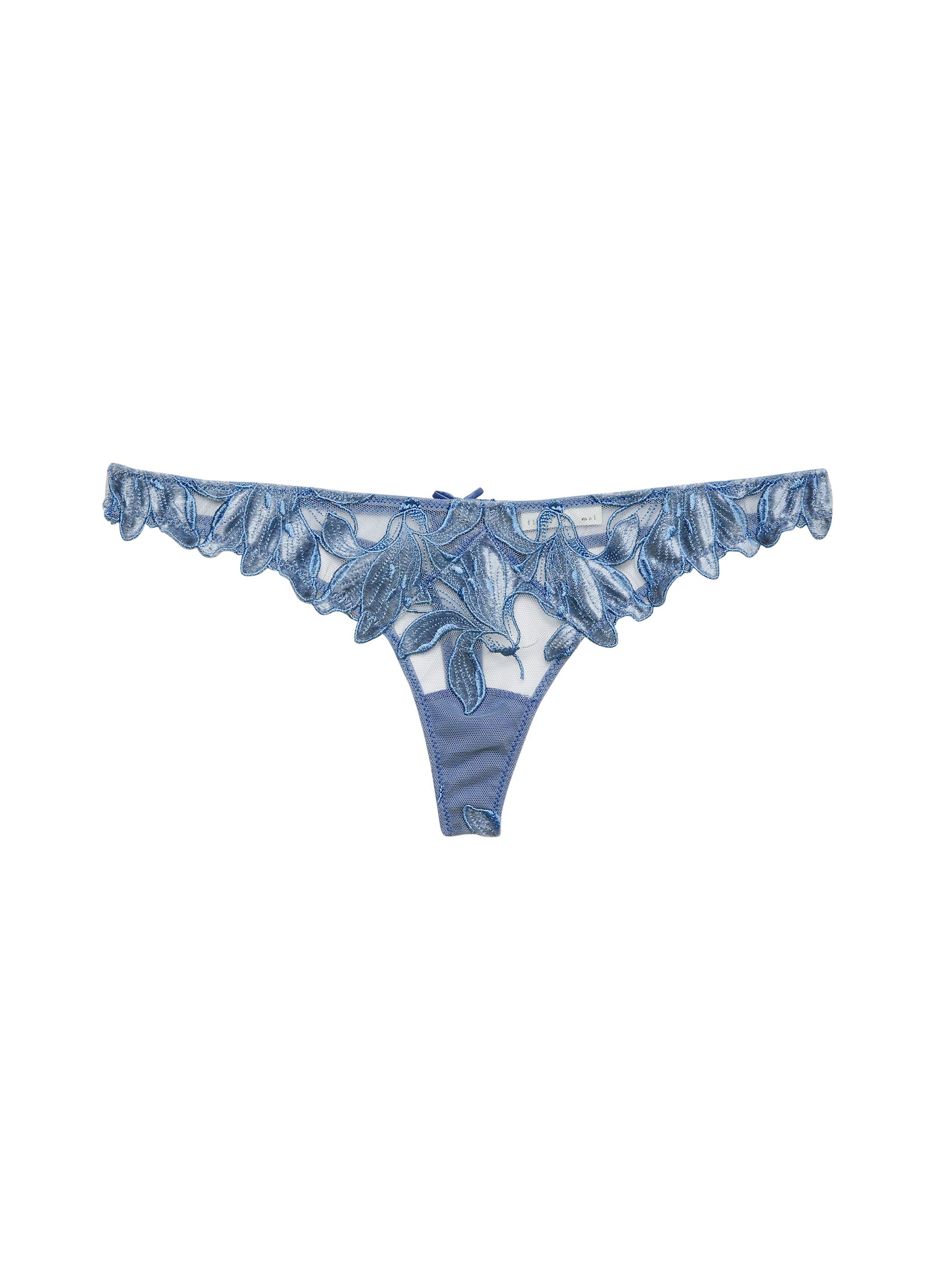 Fleur du Mal Women's Lily Floral Lace Thong - Icy Teal