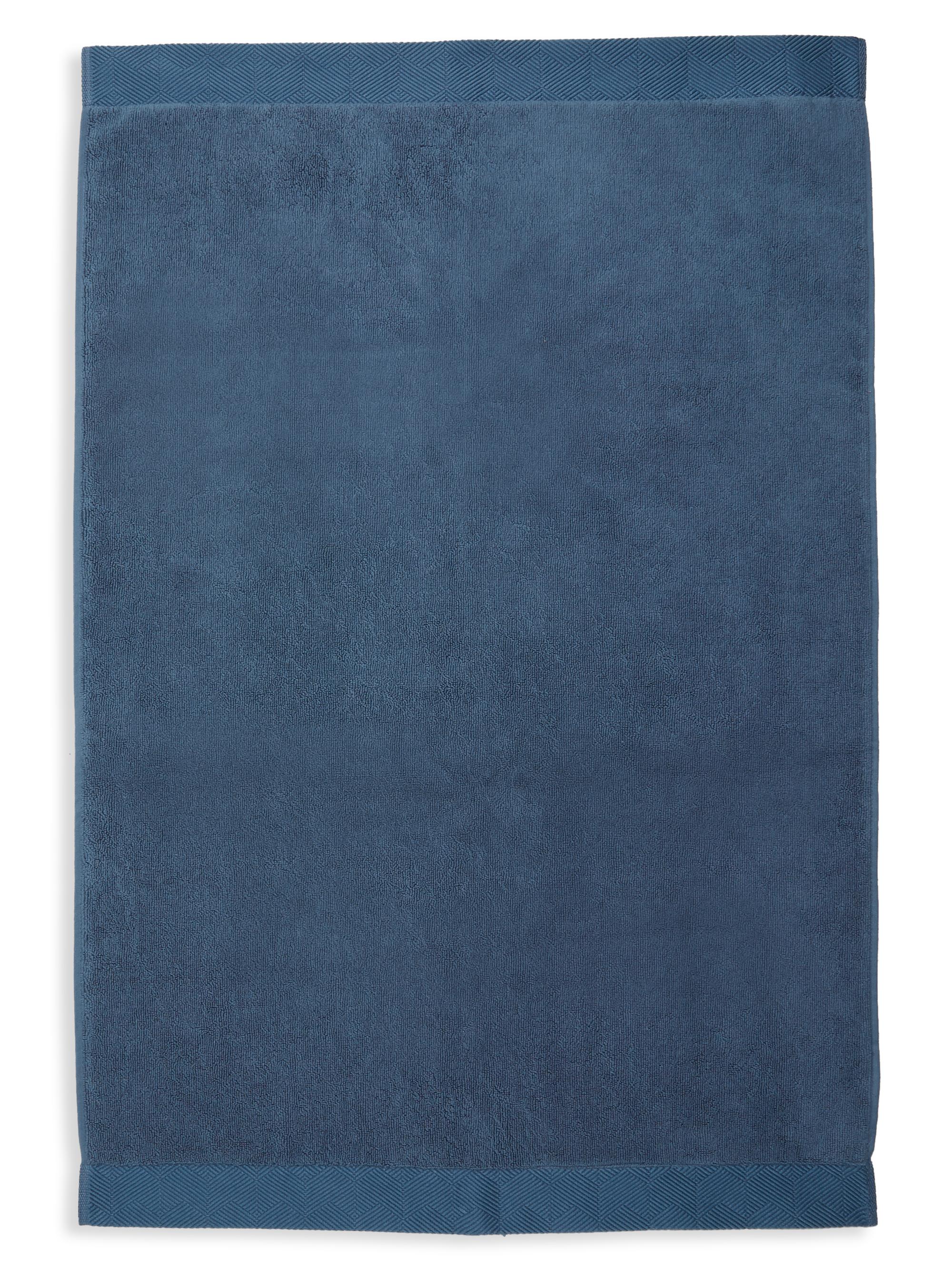 Frette Diamond Border Egyptian Cotton Bathmat - Dark Blue