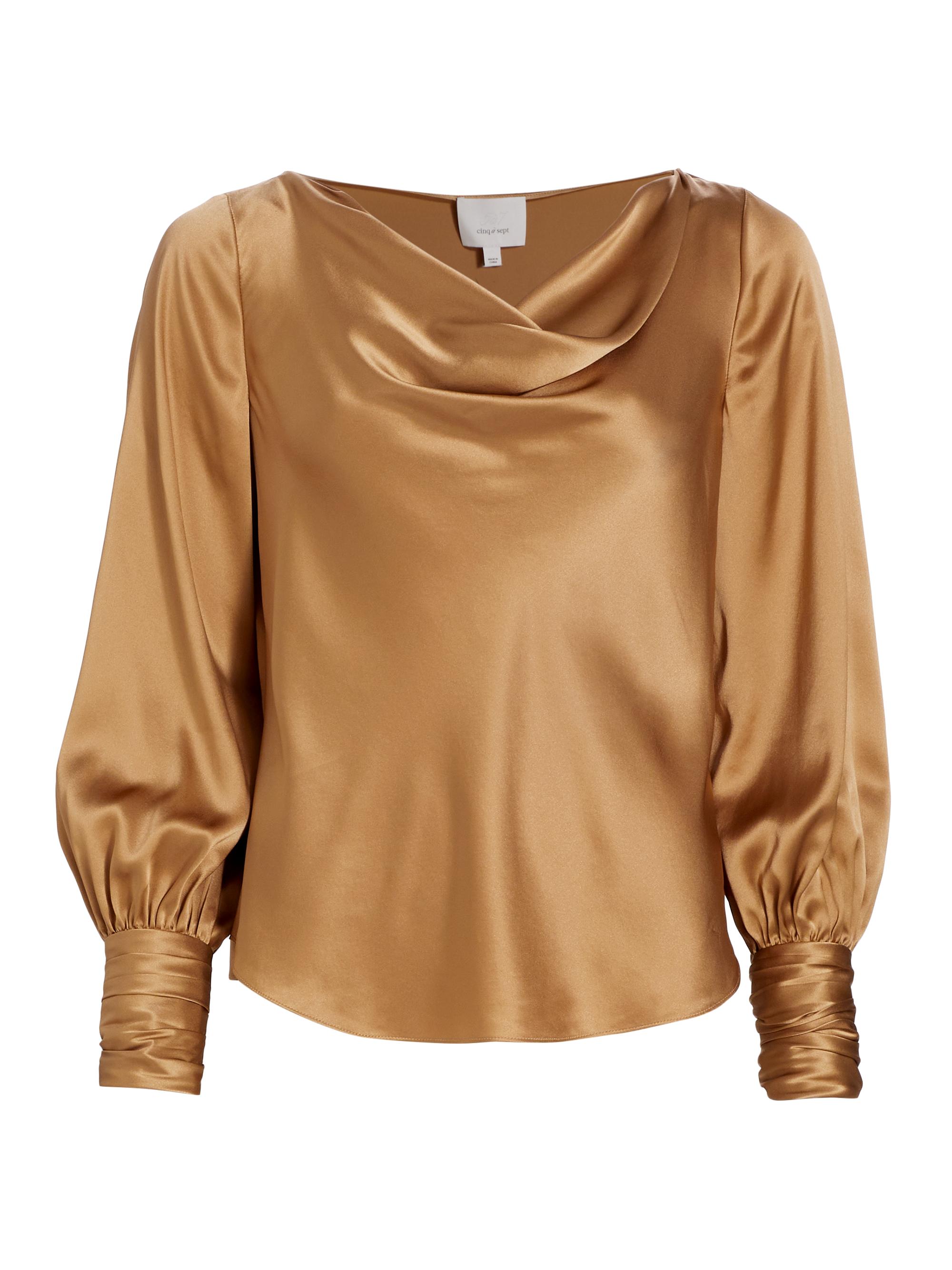 CINQ A SEPT Women's Taylee Cowlneck Silk Blouse - Cinnamon