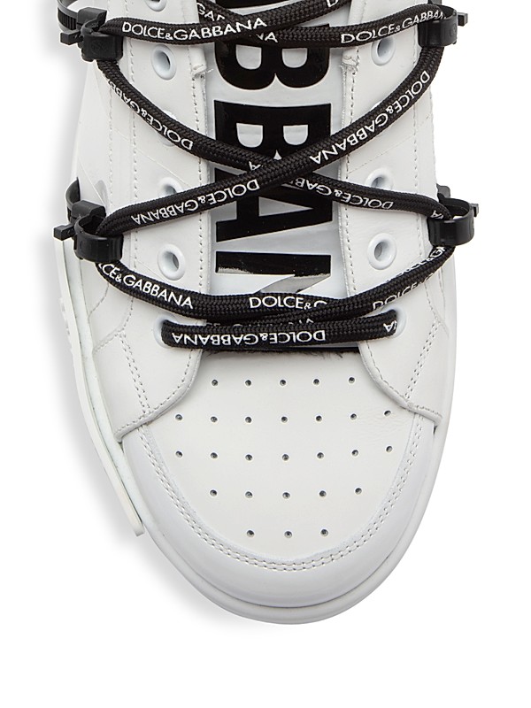 Shop Dolce&Gabbana Portofino Logo Strap Leather Sneakers Shop Dolce&Gabbana Portofino Logo Strap Leather Sneakers