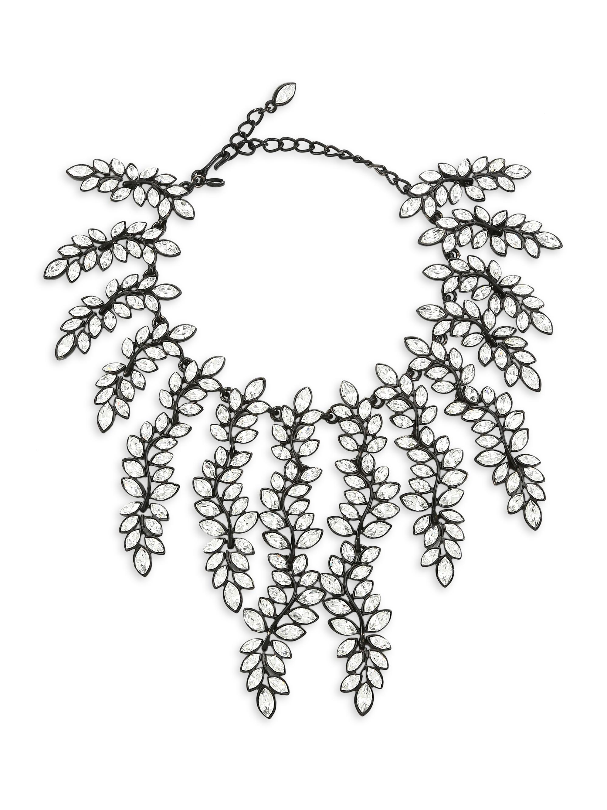Kenneth Jay Lane Women's Black Enamel & Crystal Leaf Waterfall Choker Necklace - Crystal