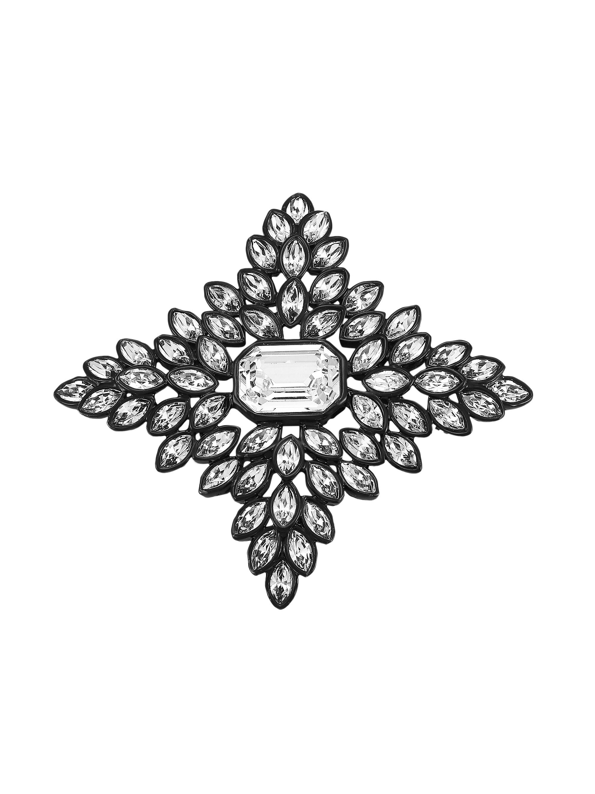 Kenneth Jay Lane Women's Black Line Crystal Cruciform Brooch - Crystal