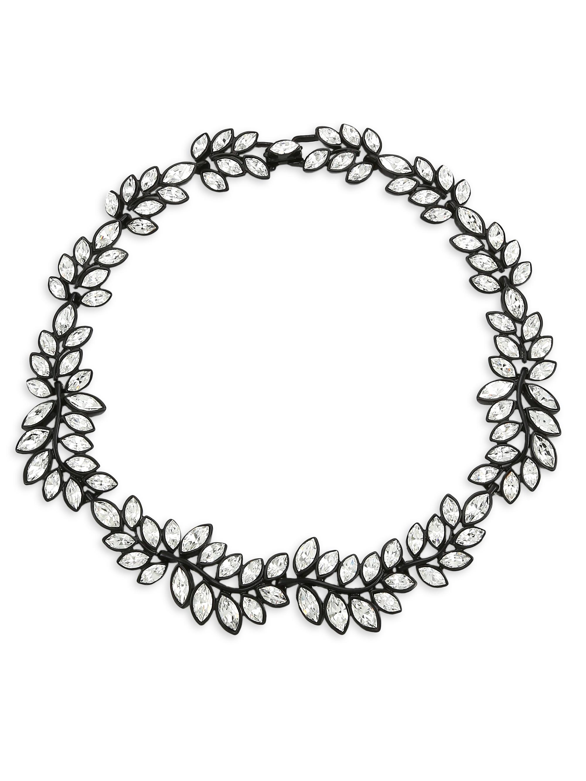 Kenneth Jay Lane Women's Black Enamel & Crystal Leaf Choker Necklace - Black Crystal