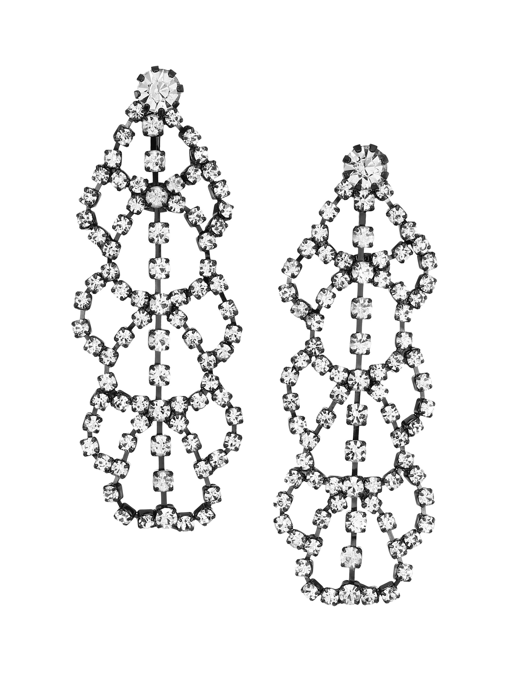Kenneth Jay Lane Women's Gunmetal-Plated & Crystal Lace Clip-On Drop Earrings - Gunmetal Crystal