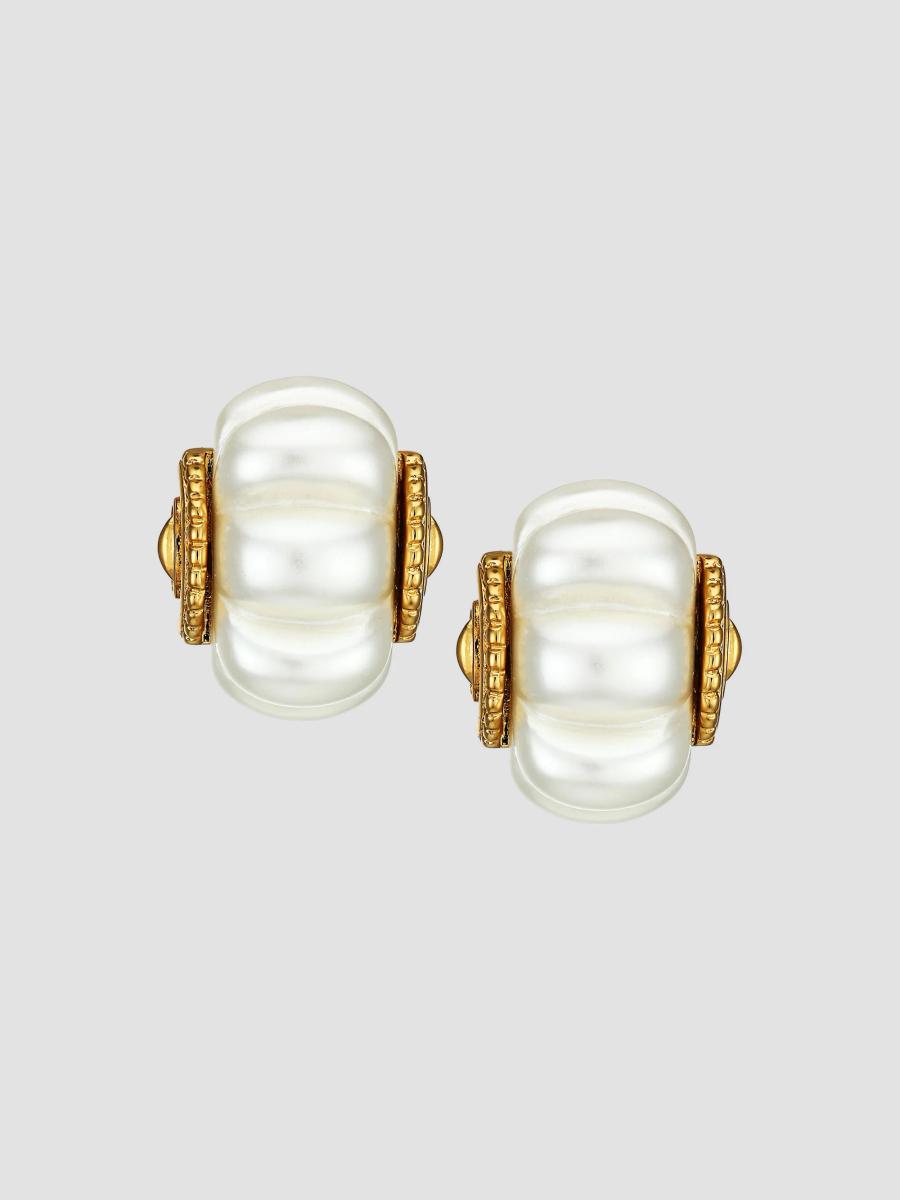 Kenneth Jay Lane 22K Goldplated & Pearlized Resin Shrimp Hoop Clip