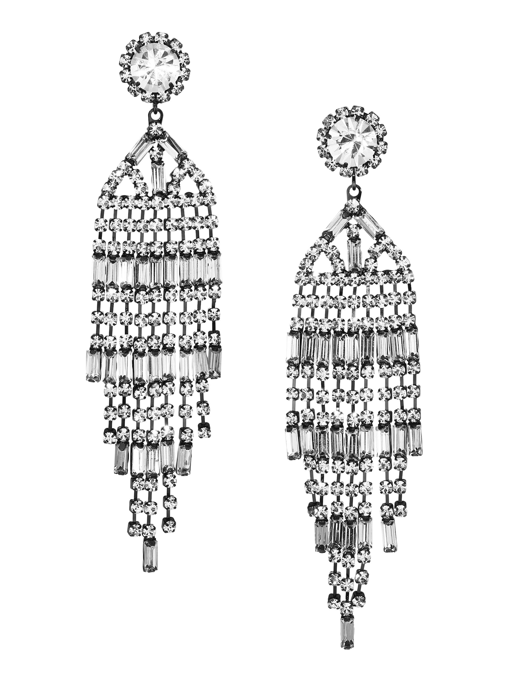Kenneth Jay Lane Women's Gunmetal-Plated & Crystal Banquette Waterfall Clip-On Earrings - Gunmetal Crystal