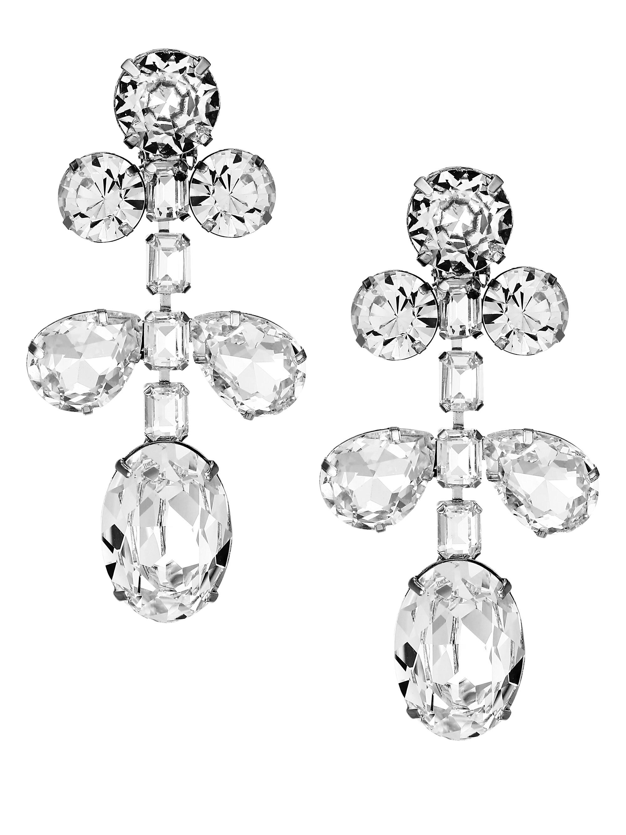 Kenneth Jay Lane Women's Crystal Drop Clip-On Earrings - Silvertone