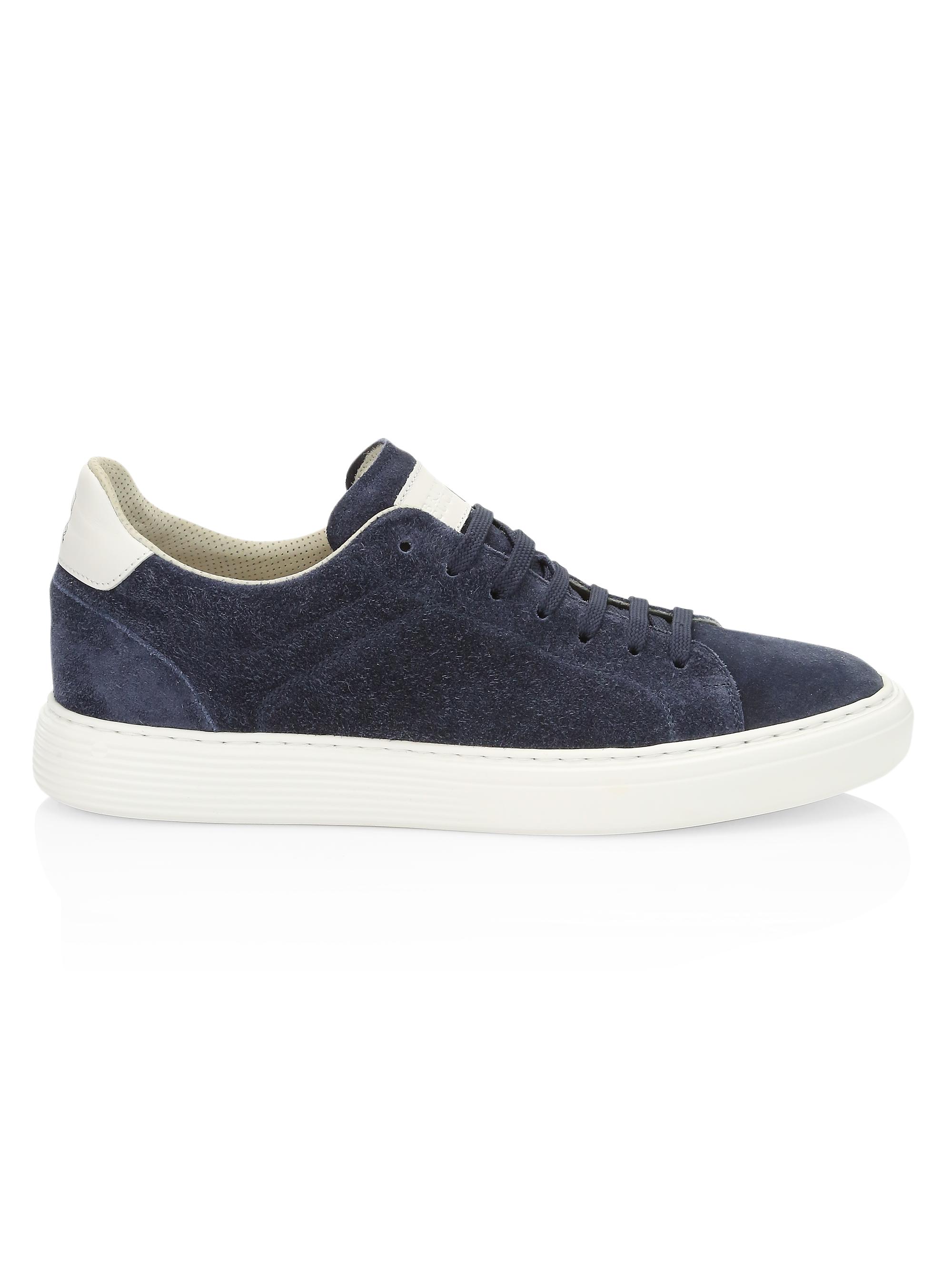 Brunello Cucinelli Men's Airsole Suede Low-Top Sneakers - Dark Blue
