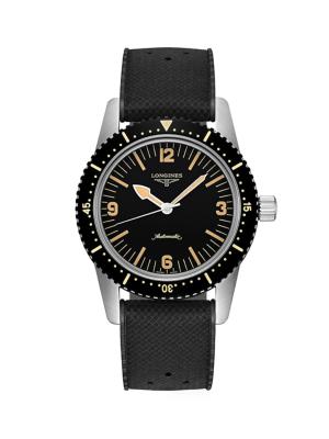 Longines Men's Skin Diver Stainless Steel, PVD & Rubber Strap Watch - Black