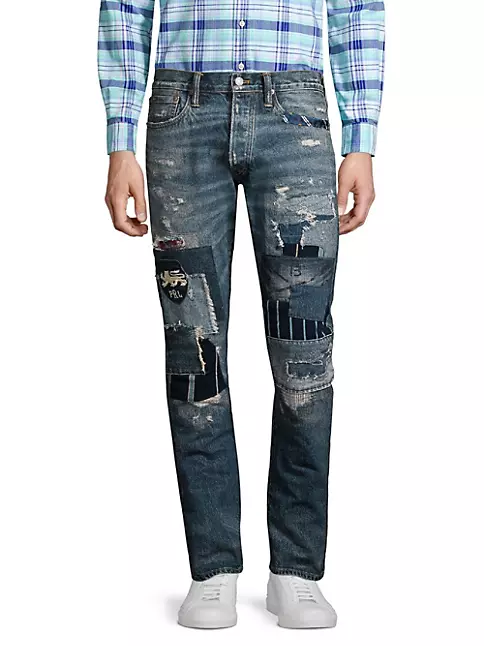 Made To Order Patchworked Portrait Denim Pants - Men - Ready-to-Wear