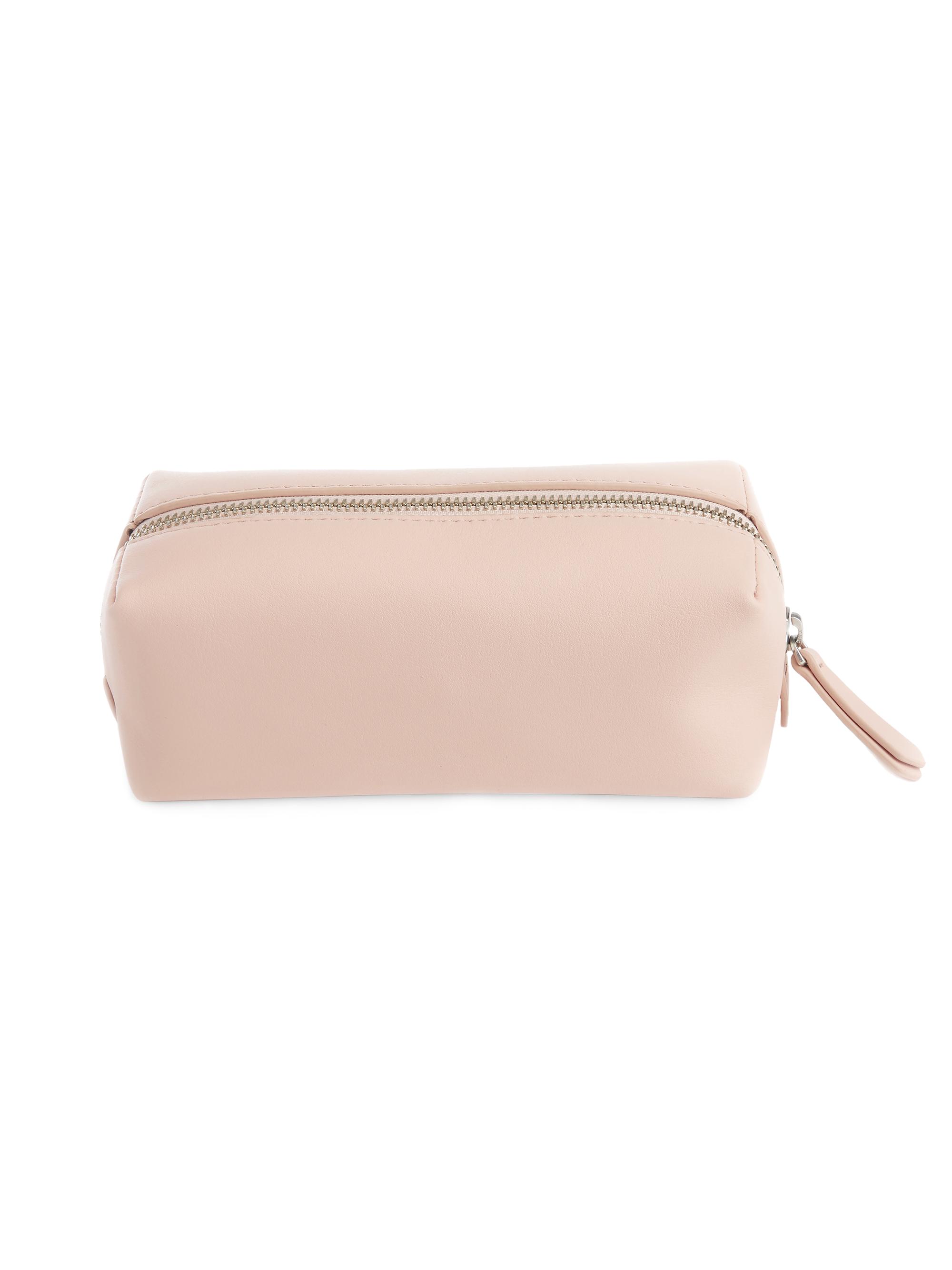 Royce New York Women's Zipper Leather Travel Utility Bag - Blush Pink