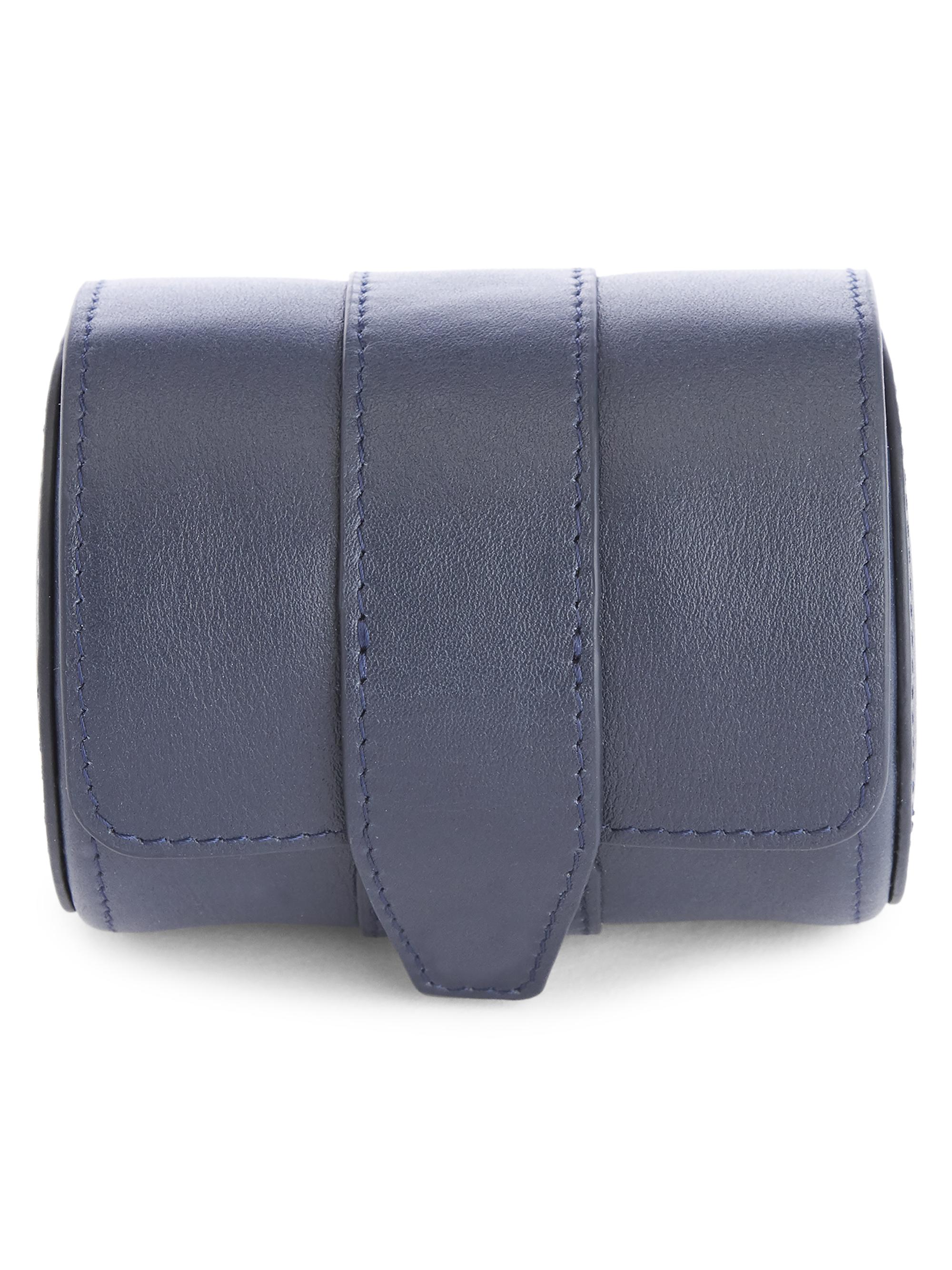 Royce New York Women's Single Leather Travel Watch Roll - Navy Blue