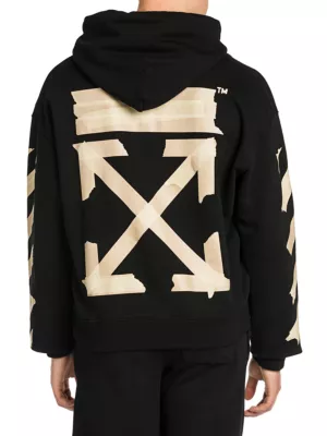 OFF-WHITE Airport Tape Arrows Diag Over Hoodie Melange Grey/Multicolor