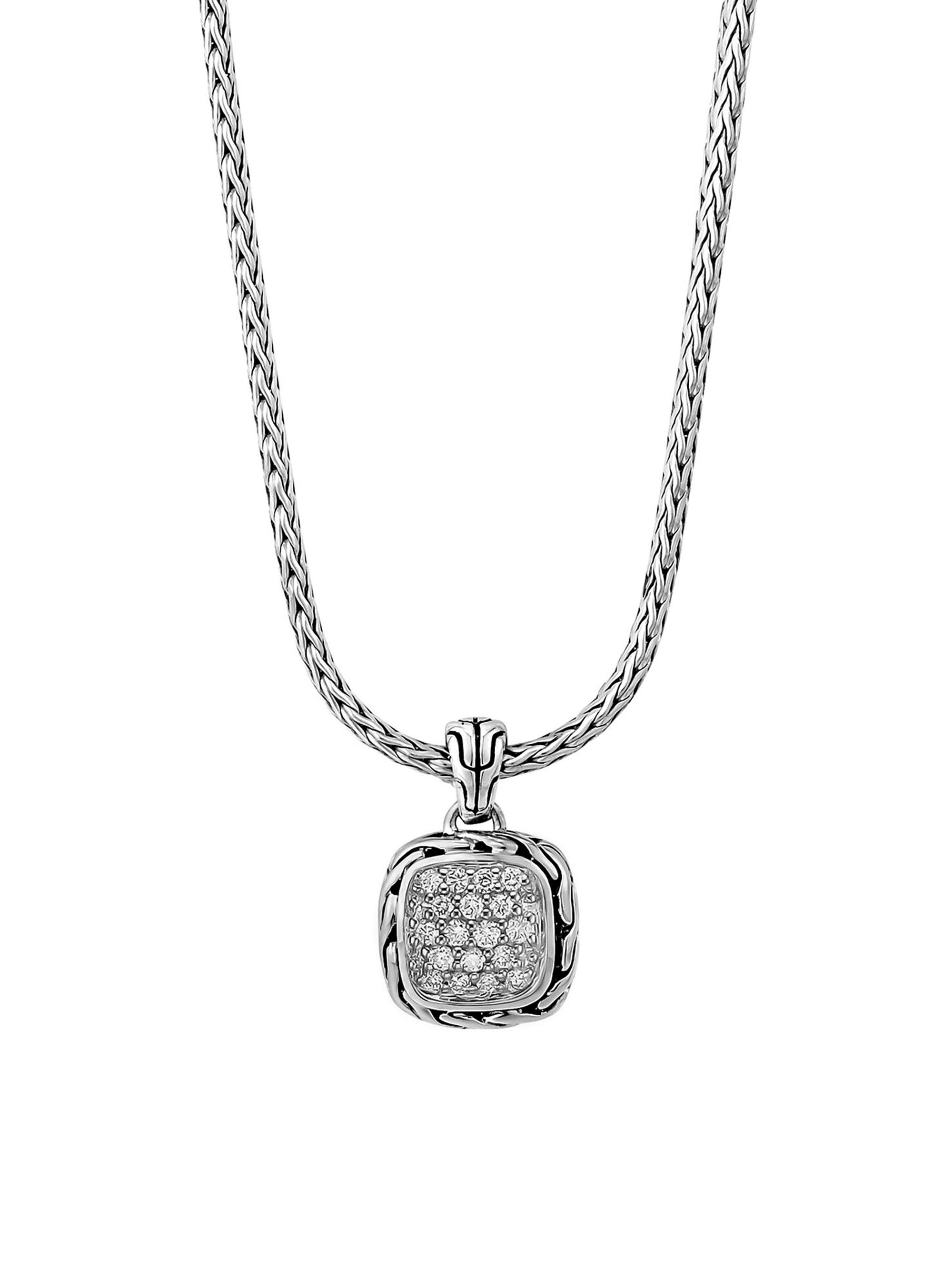 John Hardy Women's Classic Chain Sterling Silver & 0.21 TCW Diamond Pendant Necklace - Silver