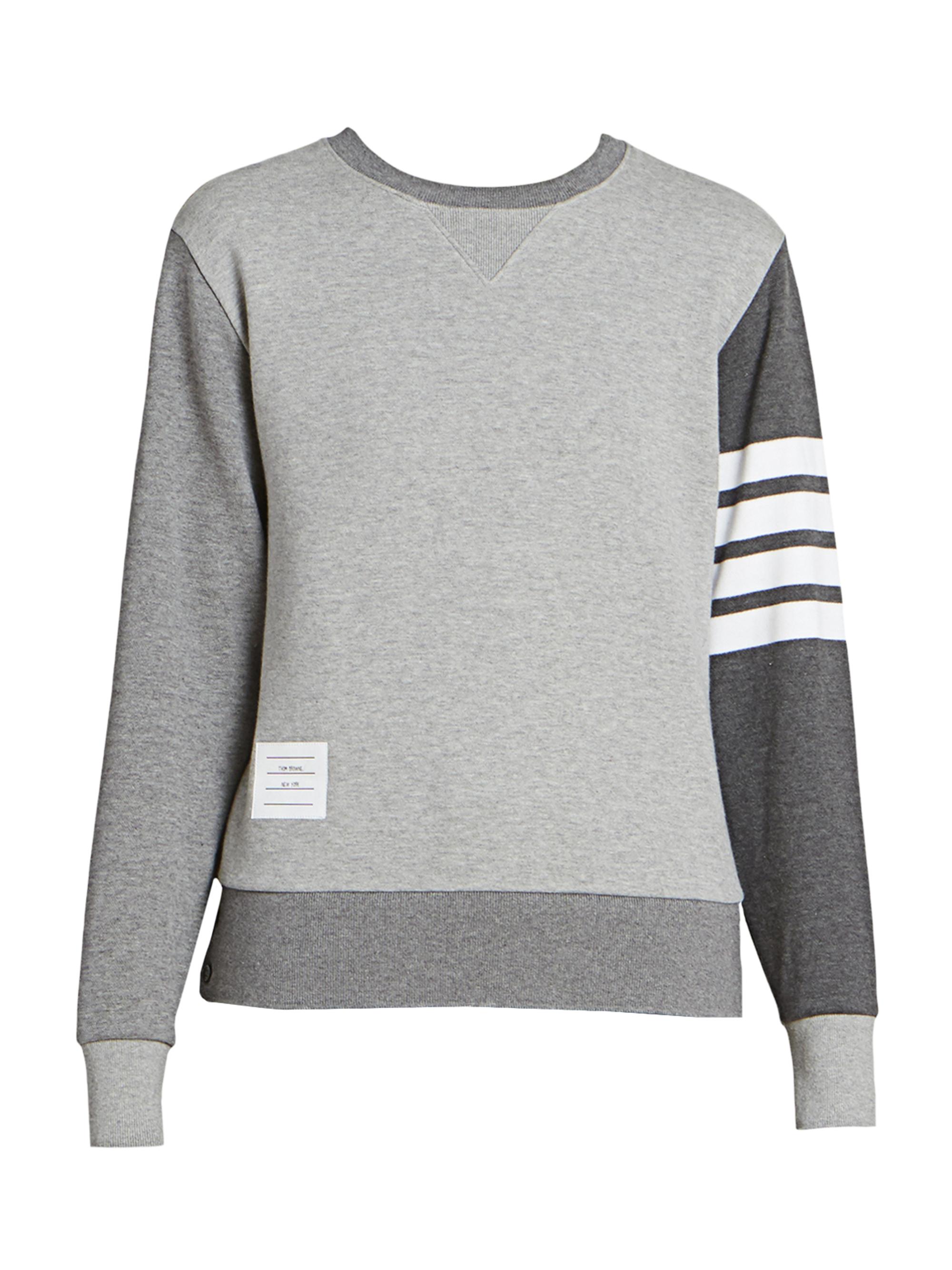 Thom Browne Women's Relaxed Fit Striped Crewneck Sweater - Tonal Grey