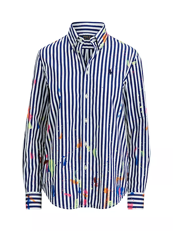 Shop Polo Ralph Lauren Paint Splatter Striped Button-Down Shirt