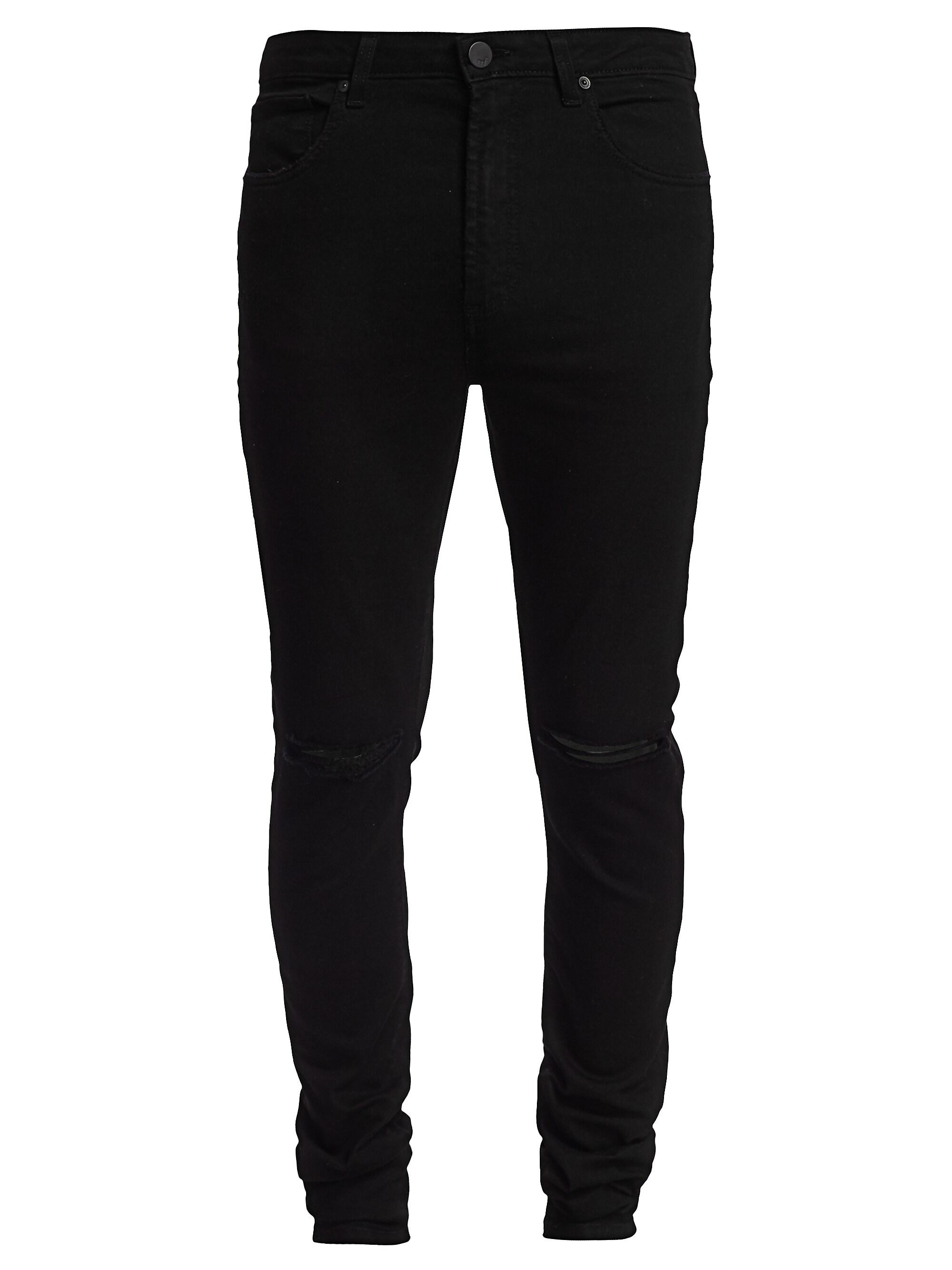 Monfrère Men's Greyson Slit-Knee Stretch Japanese Skinny Jeans - Black