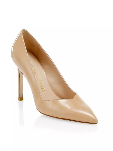 Saks Fifth Avenue Point-toe Leather Pumps US 9 / Nude Patent