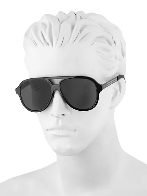 Gucci 59mm Aviator Sunglasses Black