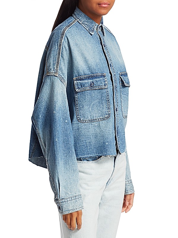 Shop R13 Cropped Denim Shirt | Saks Fifth Avenue Shop R13 Cropped Denim Shirt | Saks Fifth Avenue