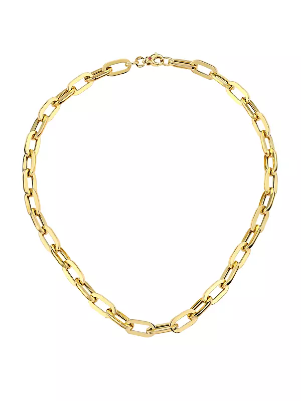 18K Yellow Gold Flat Oval-Link Chain Necklace/17"