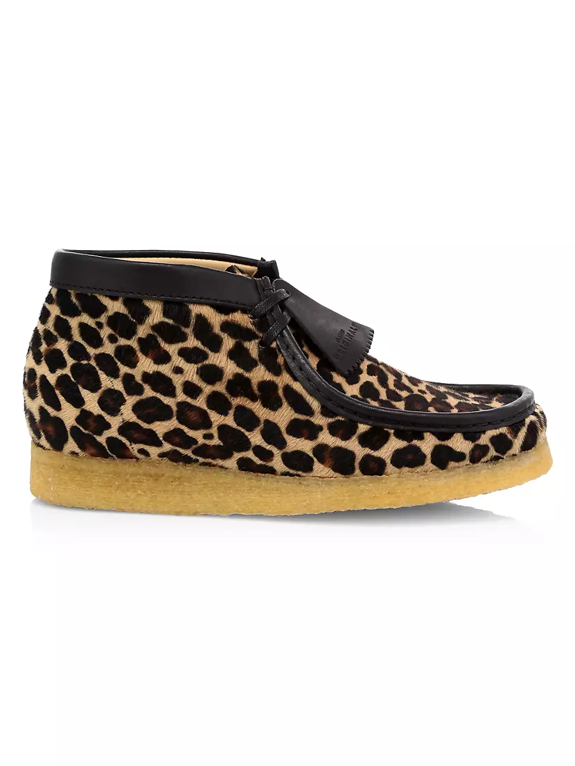 Shop Clarks Originals Leopard-Print Calf Hair Wallabee Boots ...