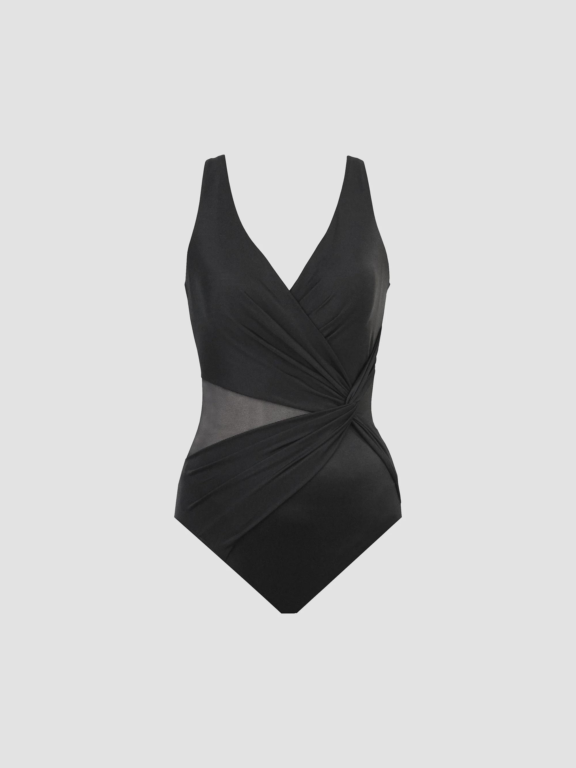 Miraclesuit Swim Women's Illusion Circe V-Neck One-Piece Swimsuit - Black - Size 16