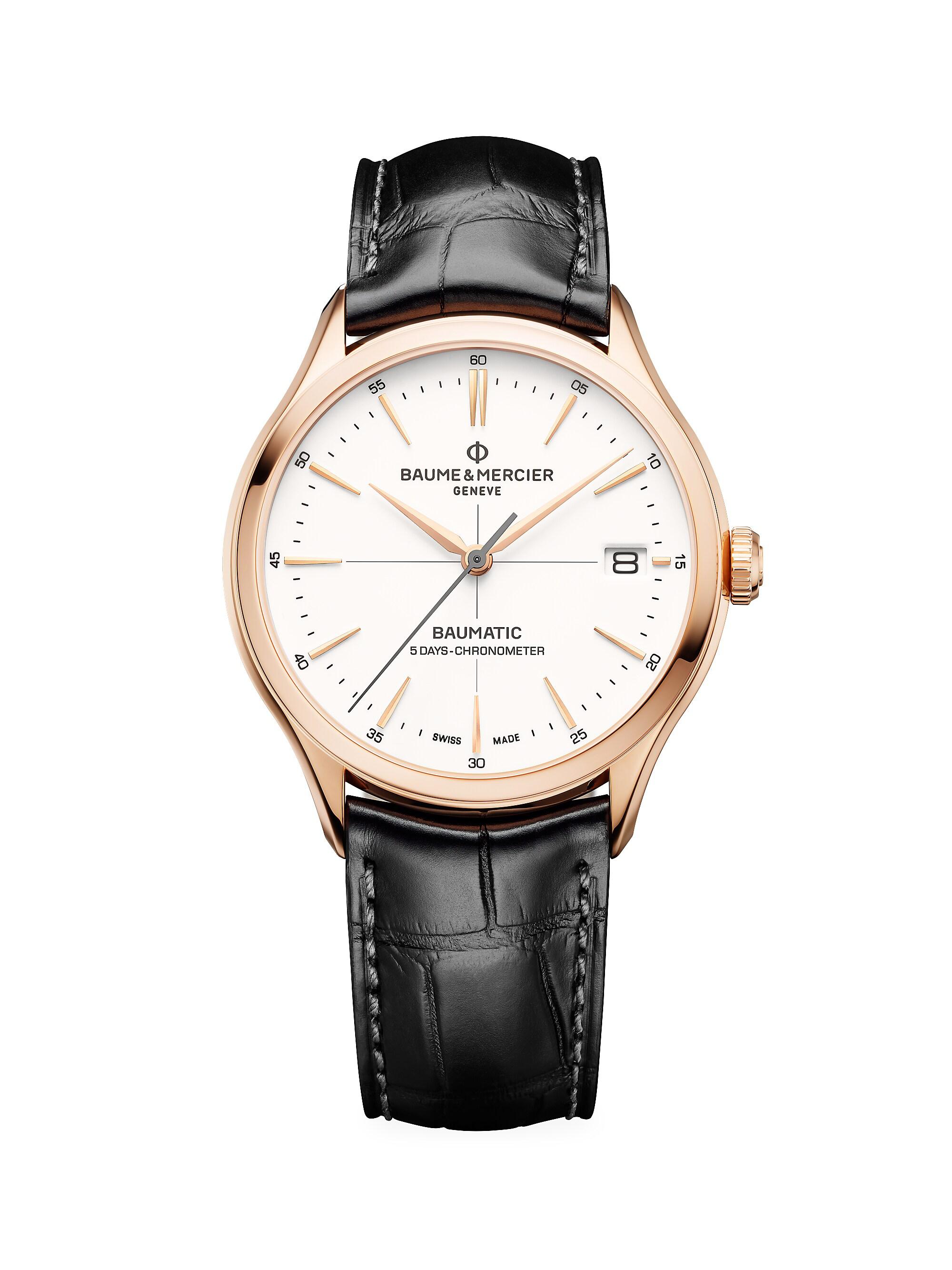 Baume & Mercier Men's Clifton Baumatic 18K Rose Gold & Alligator Strap Chronometer Watch - Rose Gold