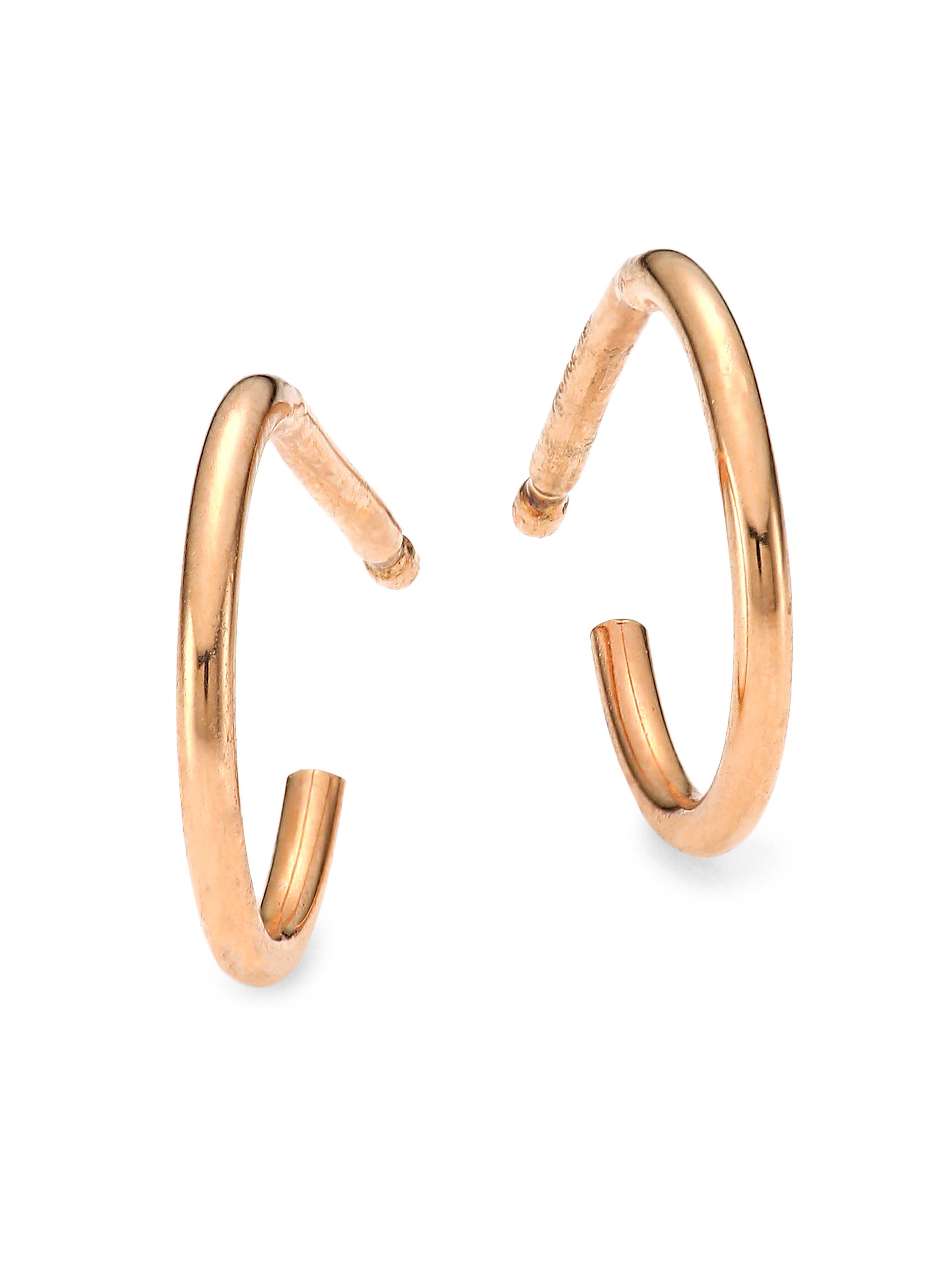Ginette NY Women's 18K Rose Gold Tiny Hoop Earrings - Rose Gold
