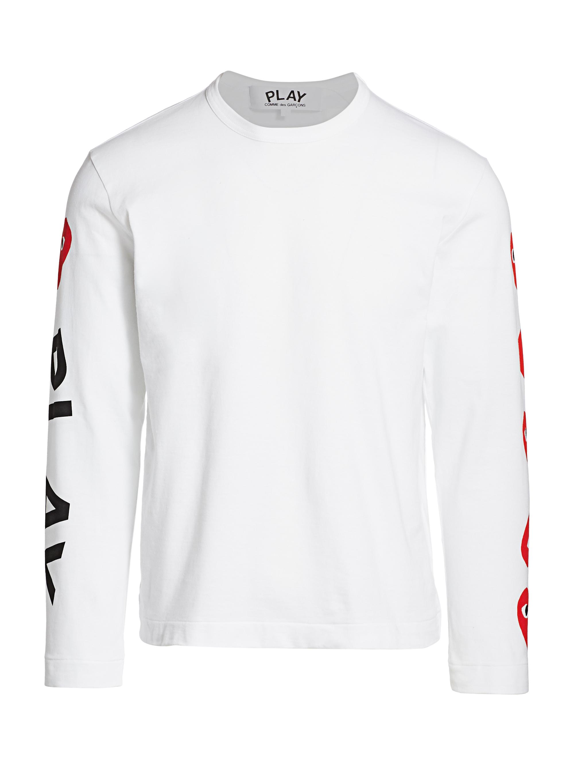 Comme des Garçons PLAY Men's Multi-Heart Long-Sleeve Tee - White