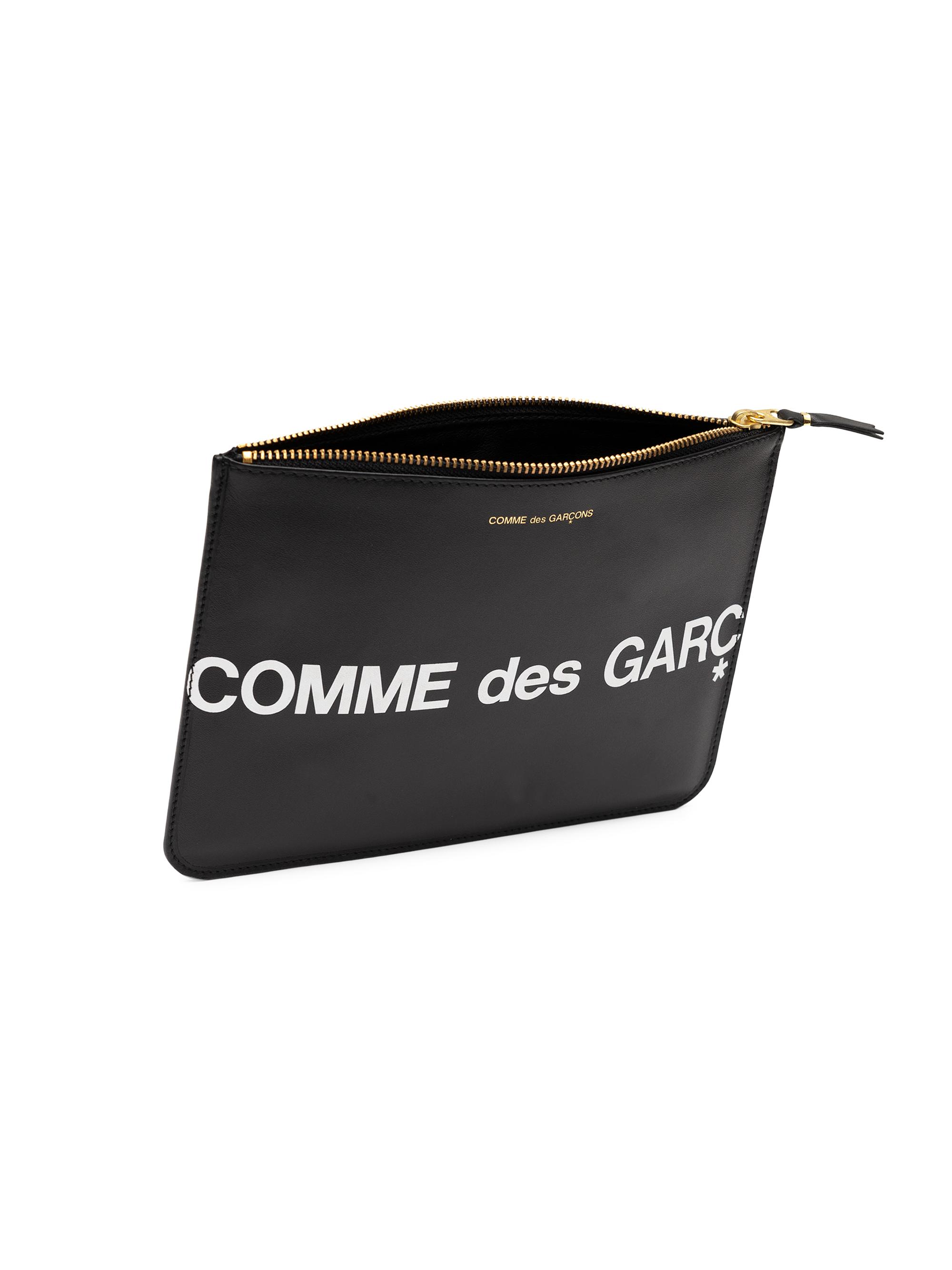 Comme des Garçons Huge Logo Leather Zip Pouch | Saks Fifth Avenue