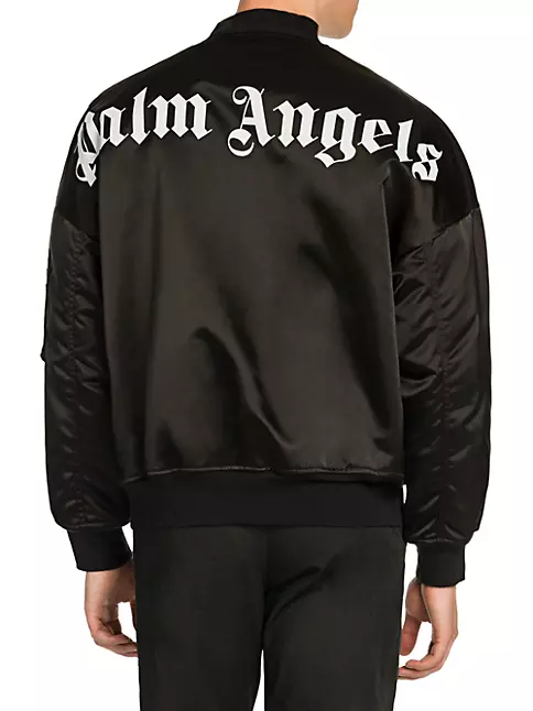 Palm Angels Black Monogram Leather Bomber Jacket Palm Angels