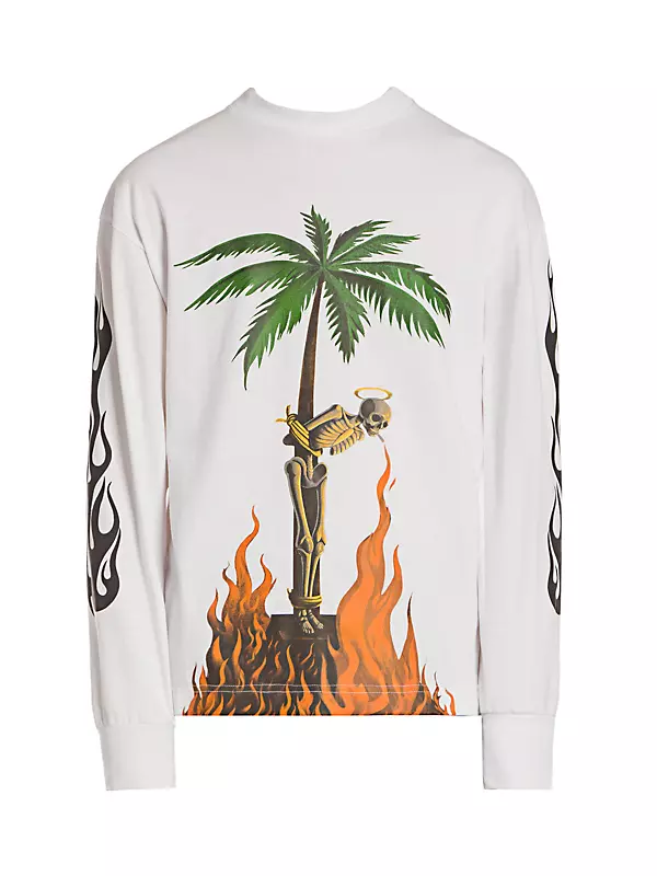 Shop Palm Angels Burning Skeleton Sweatshirt