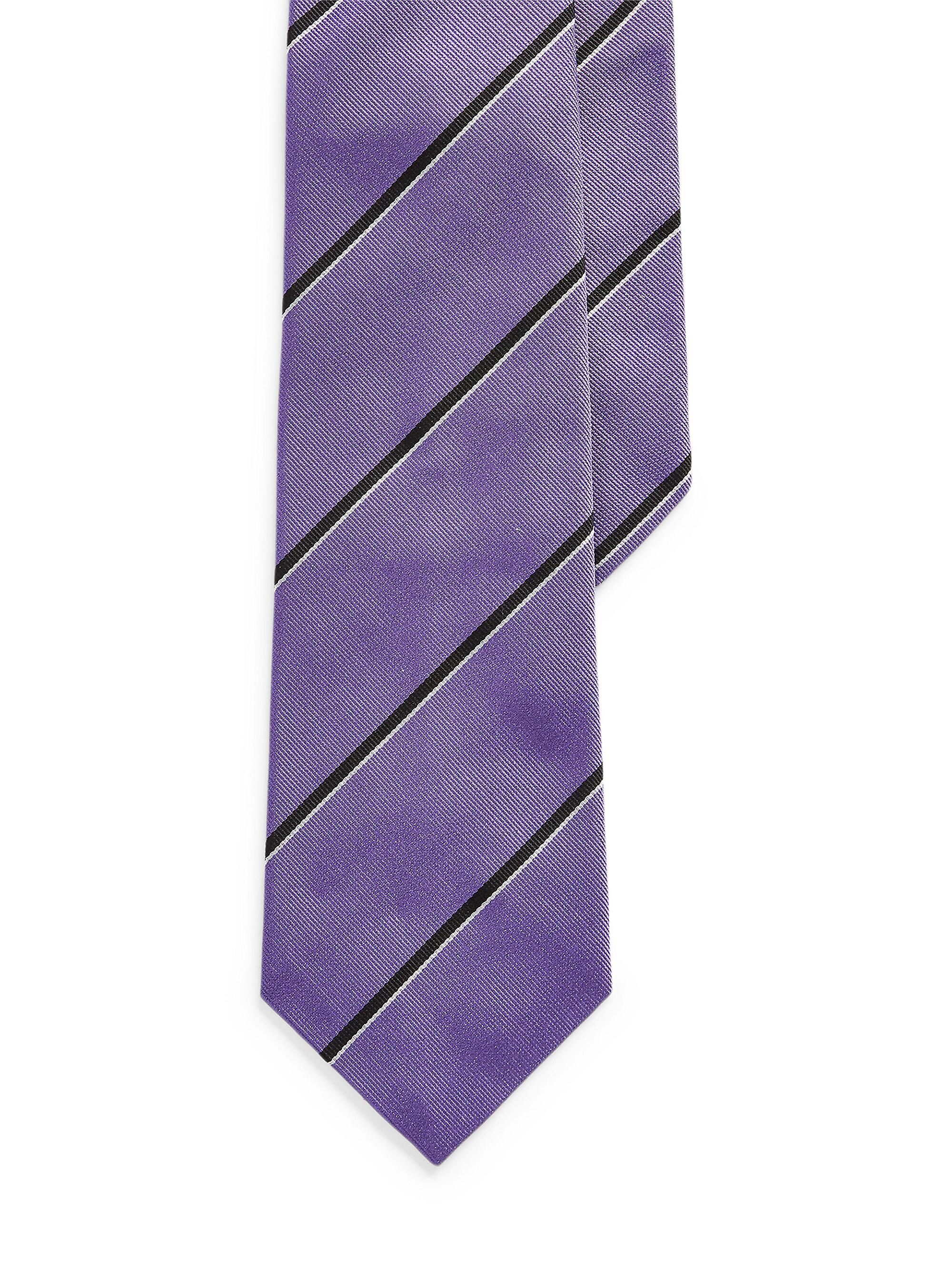 Ralph Lauren Purple Label Men's Striped Silk Tie - Lavender Black