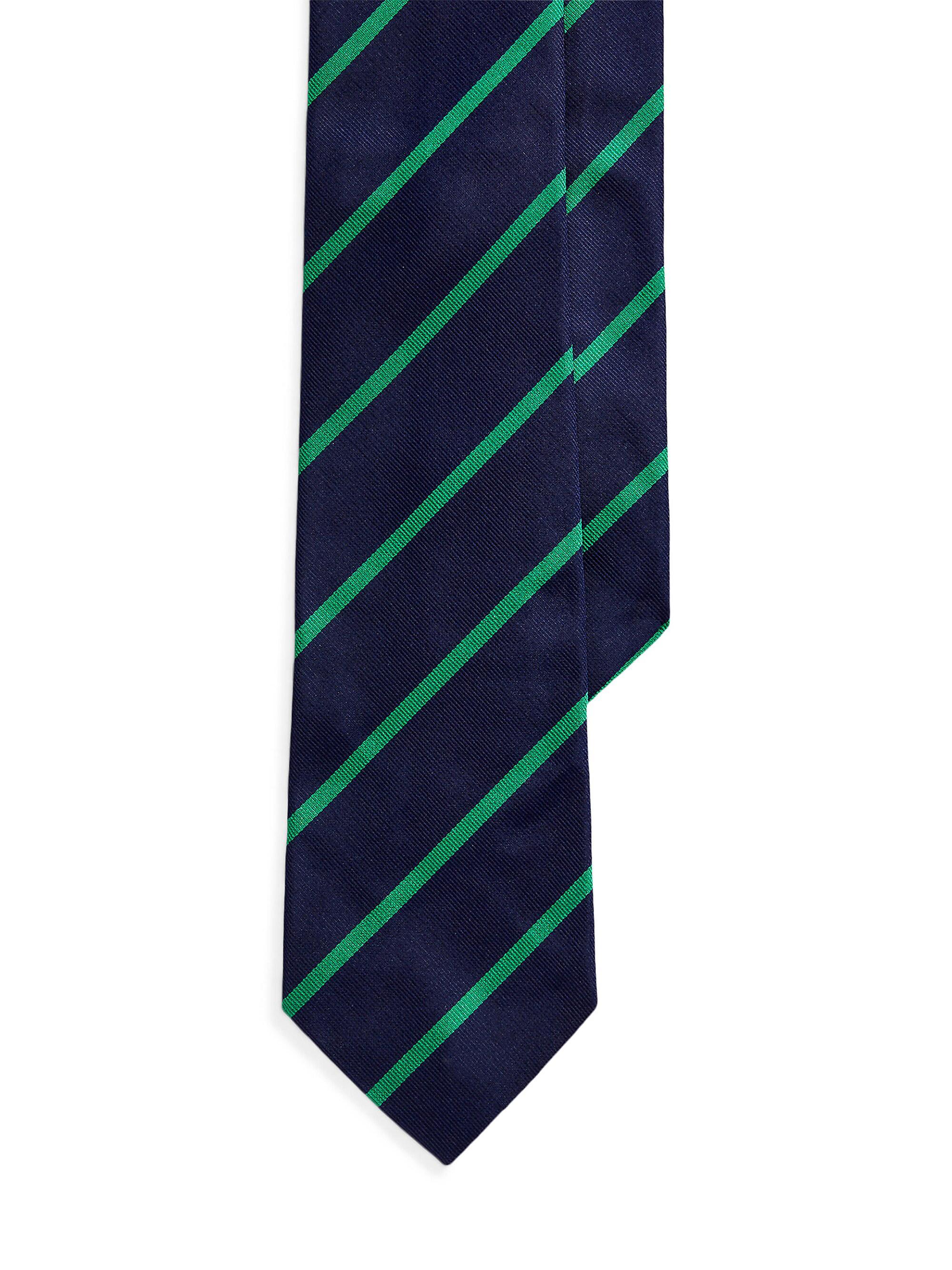 Ralph Lauren Purple Label Men's Striped Silk Tie - Navy Green