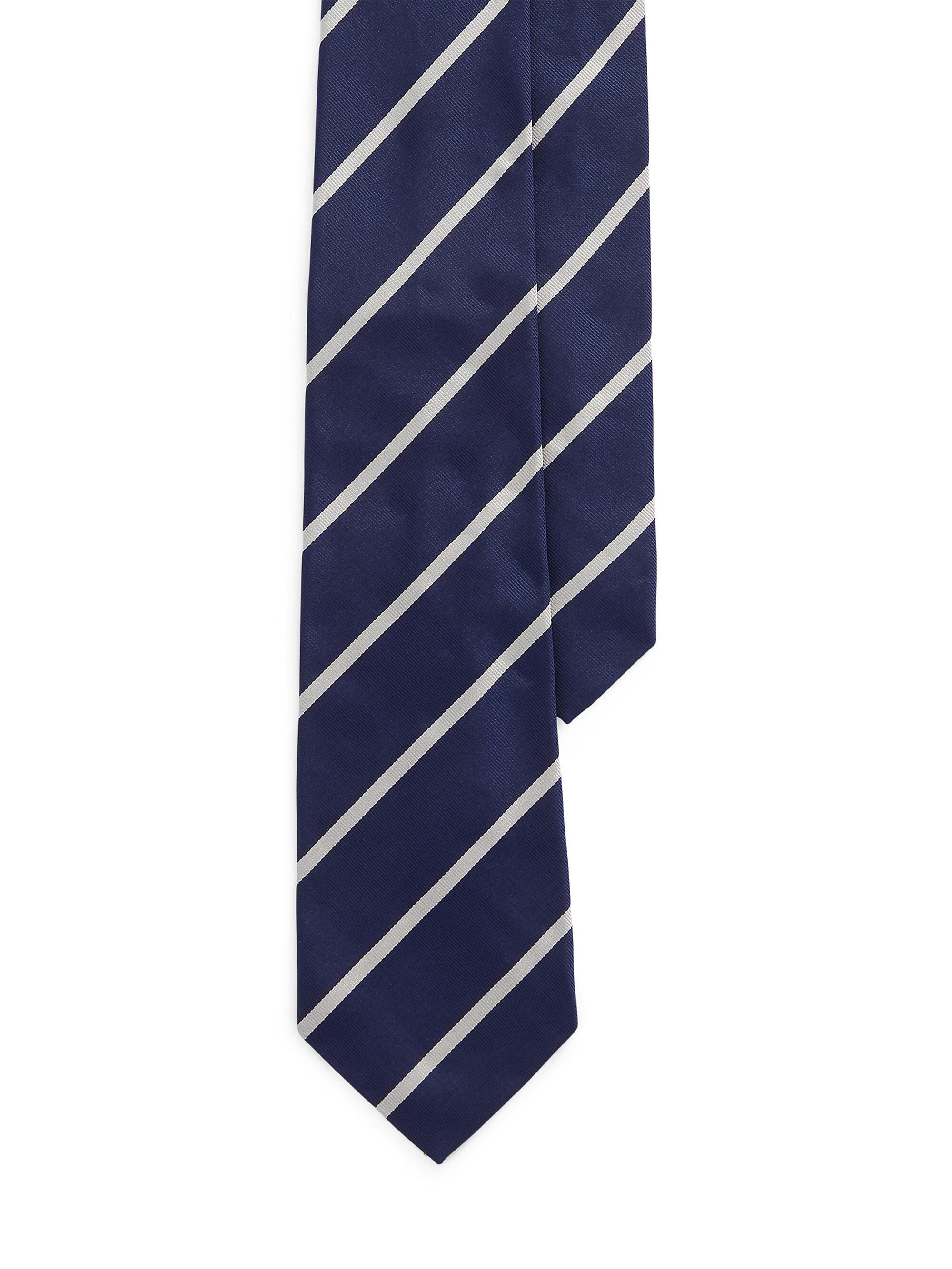 Ralph Lauren Purple Label Men's Striped Silk Tie - Navy White
