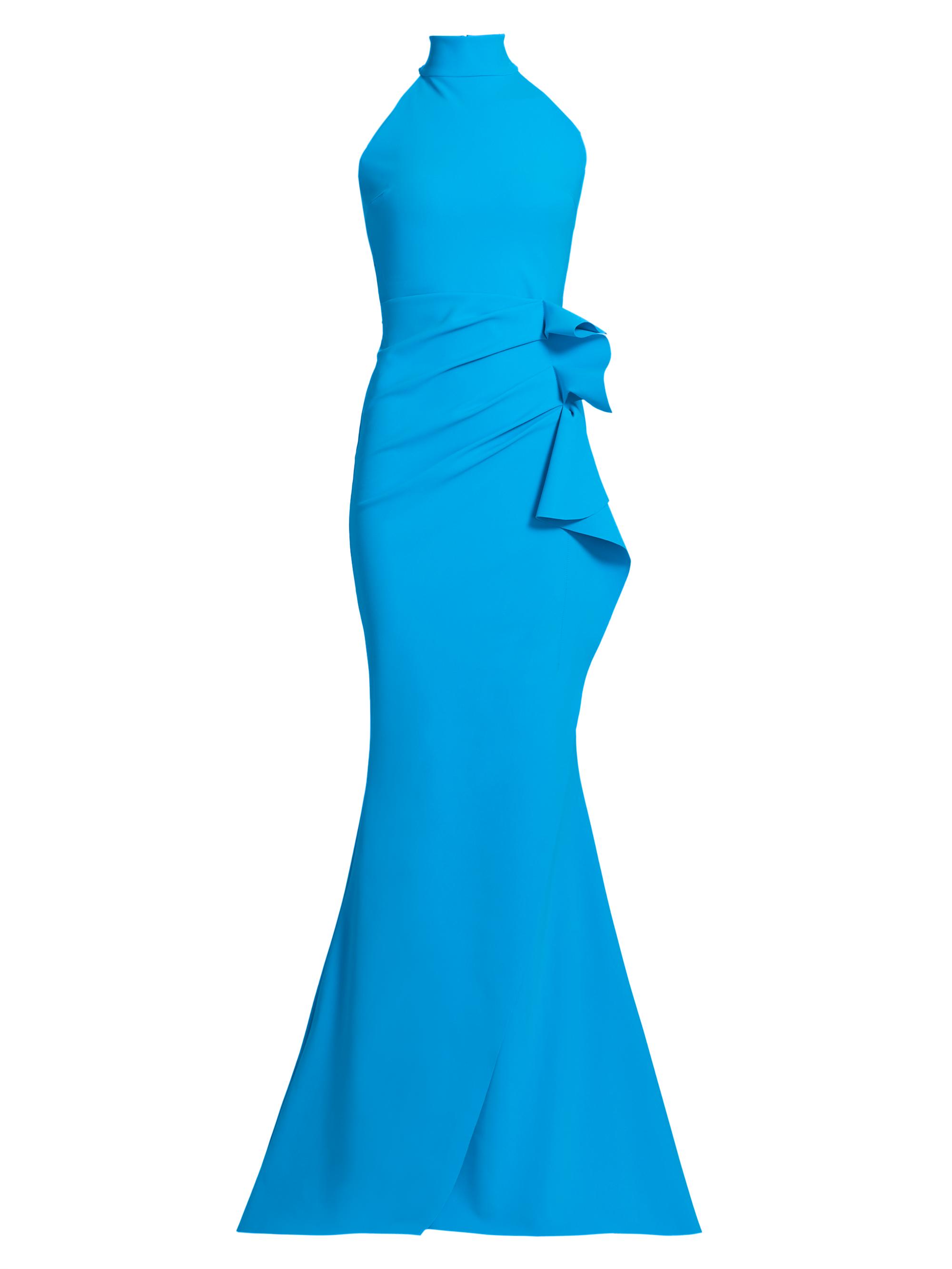 Chiara Boni La Petite Robe Women's Gudrum Halter Ruffle Gown - Catalina Blue