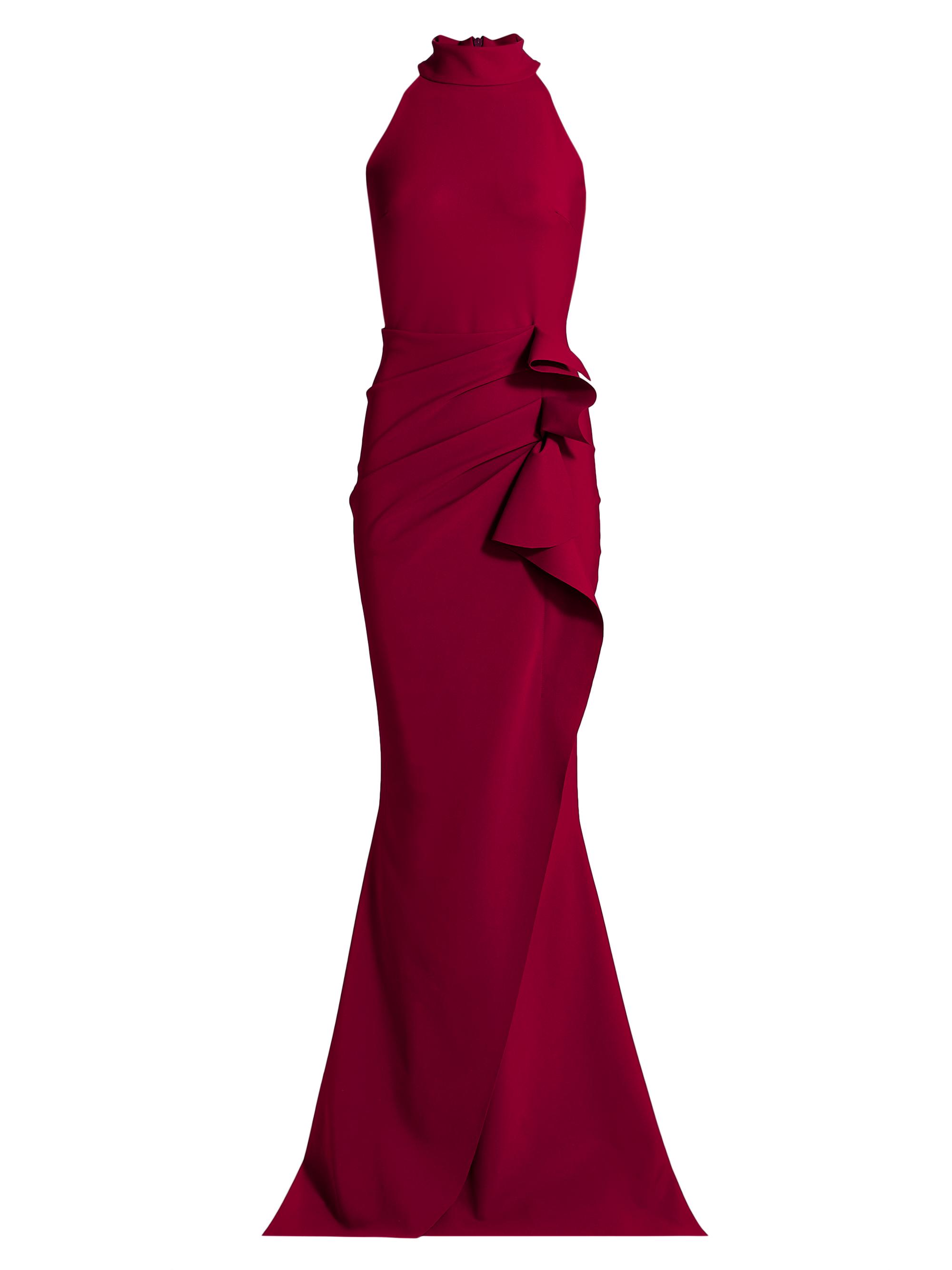 Chiara Boni La Petite Robe Women's Gudrum Halter Ruffle Gown - Garnet