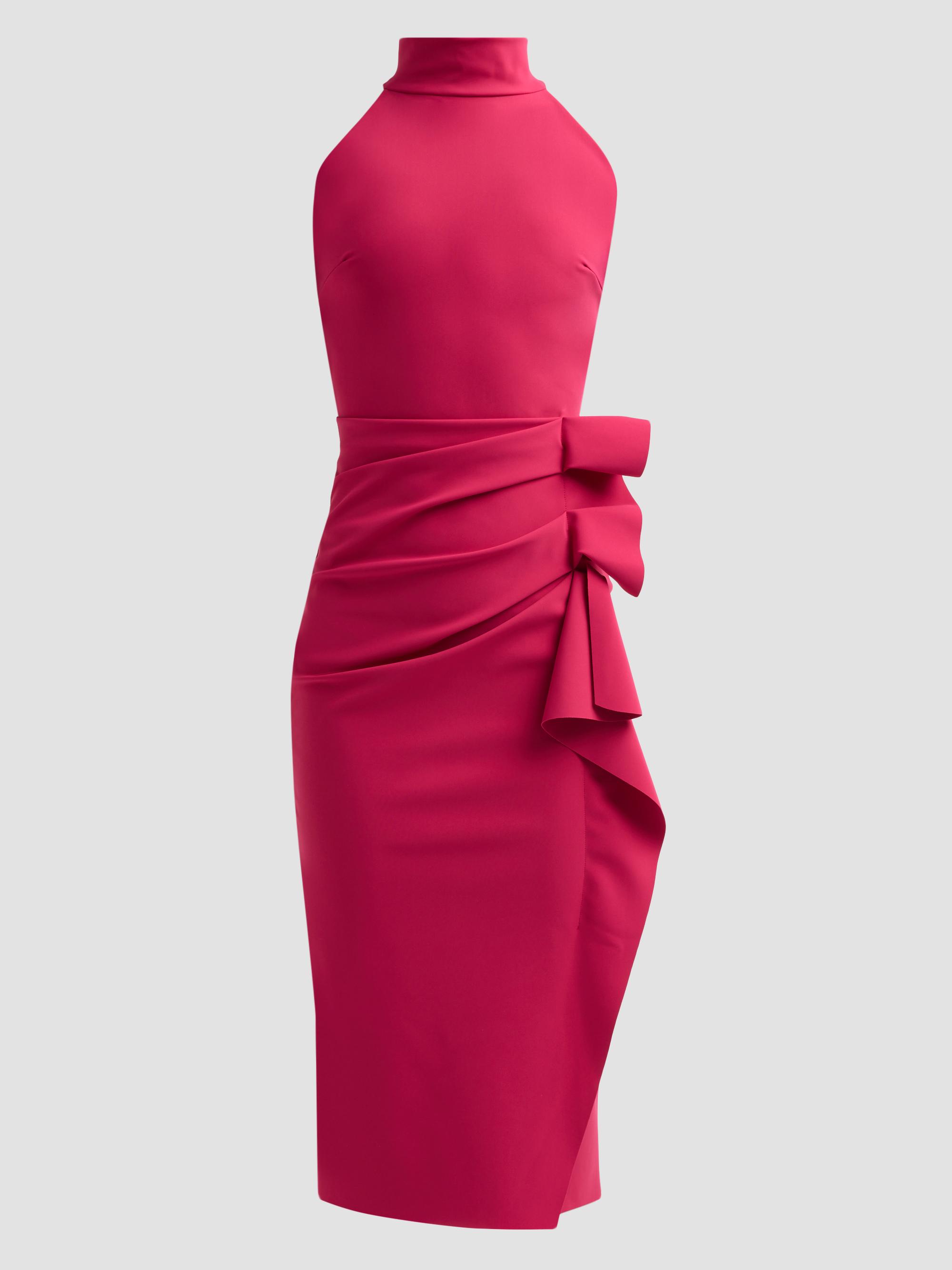 Chiara Boni La Petite Robe Women's Halter Ruffle Midi Dress - Mauve Pink