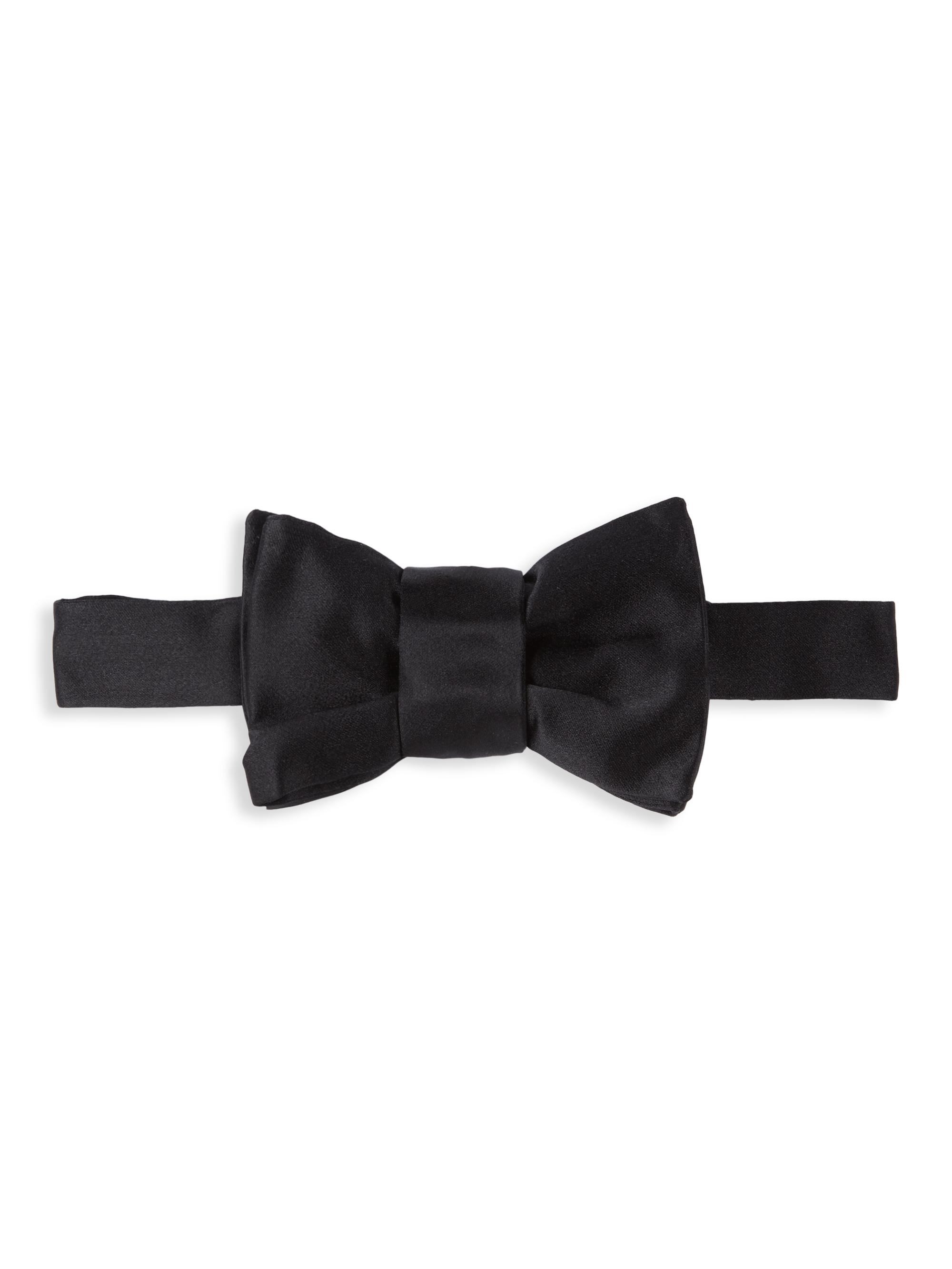Charvet Men's Silk Satin Bow Tie - Black