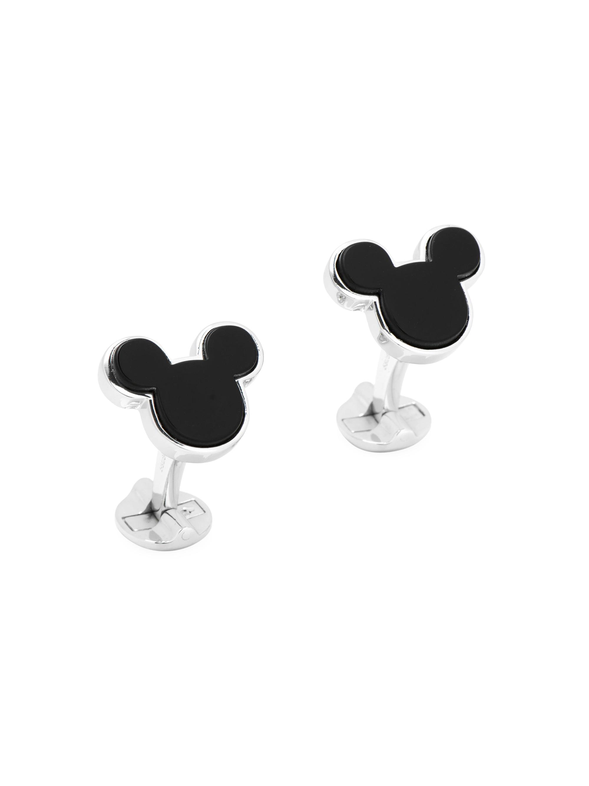 Cufflinks, Inc. Men's Disney Sterling Silver and Onyx Mickey Mouse Cufflinks - Black