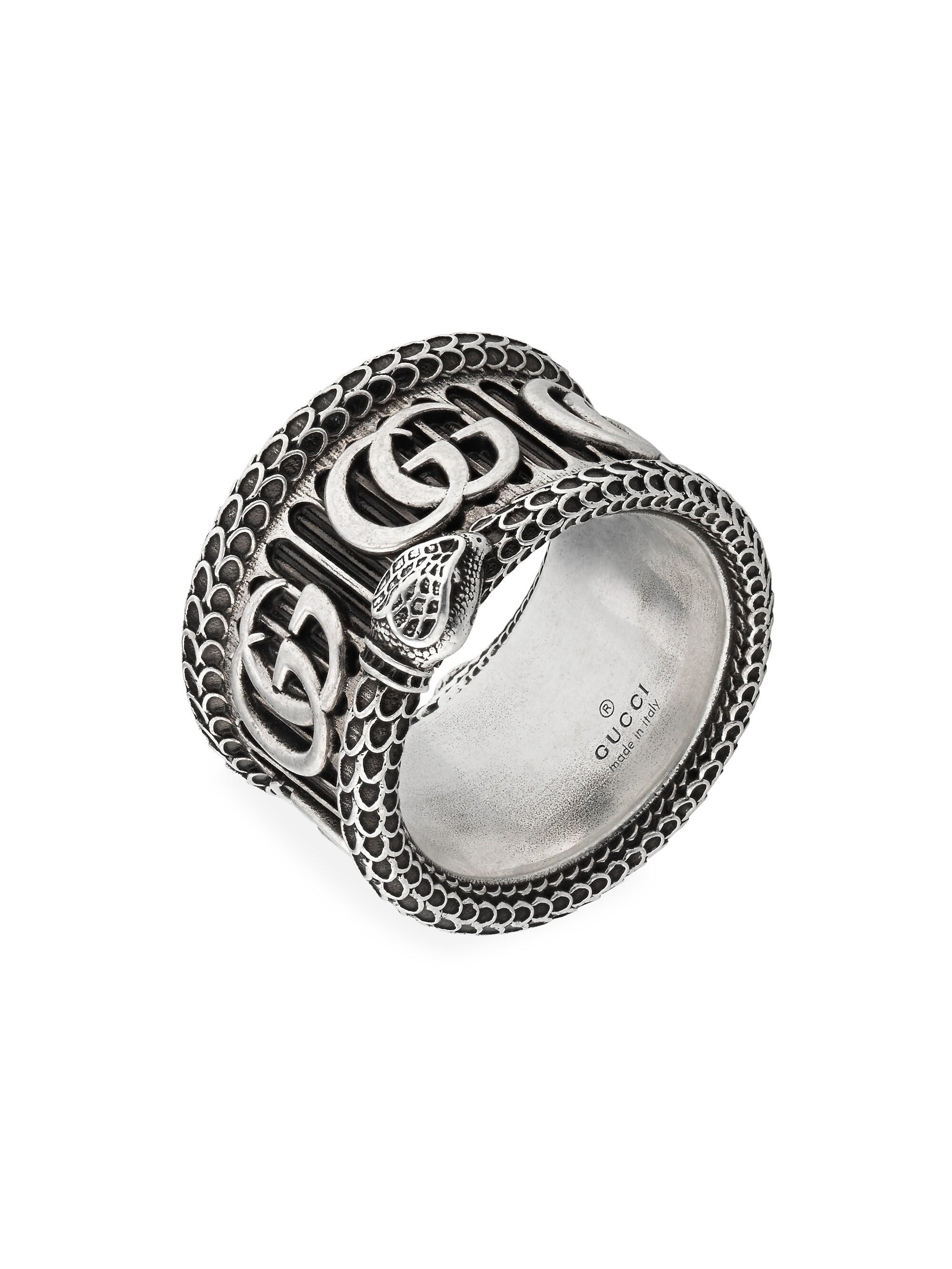 Gucci Men's GG Marmont Silver Snake Ring