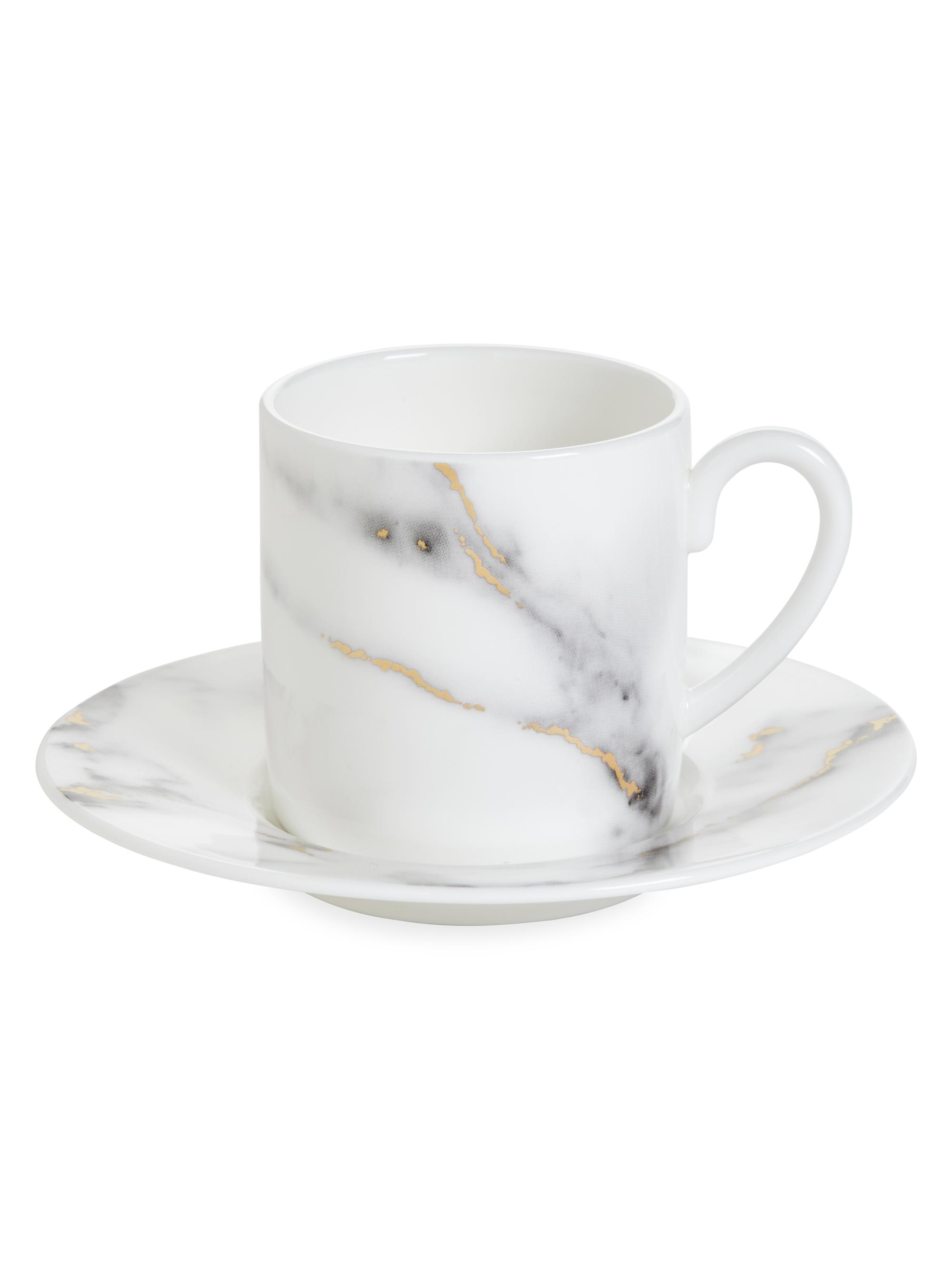 Prouna Marble Venice 2-Piece Espresso Cup & Saucer Set
