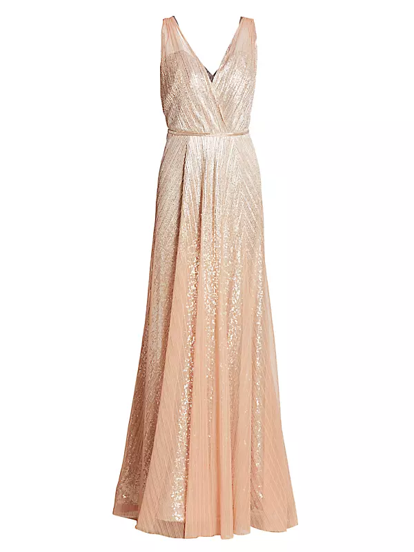 Pleated Metallic Gown