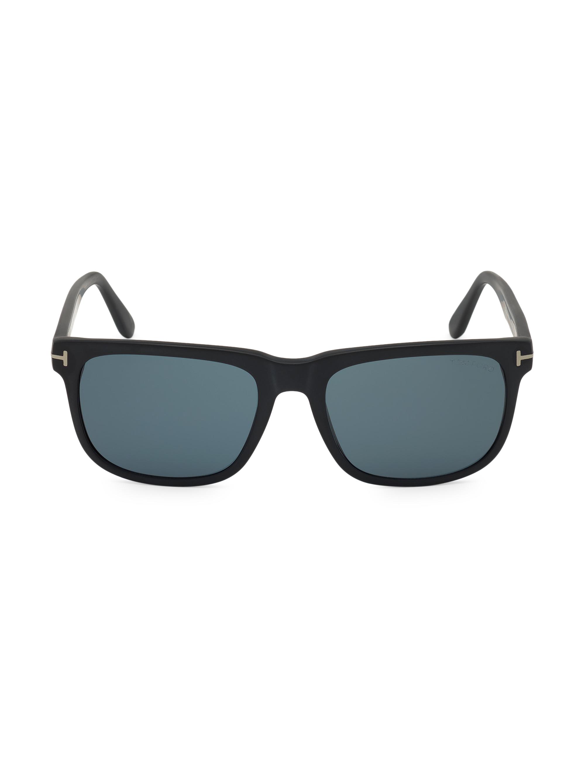 TOM FORD Men's 56MM T Logo Square Sunglasses - Matte Black