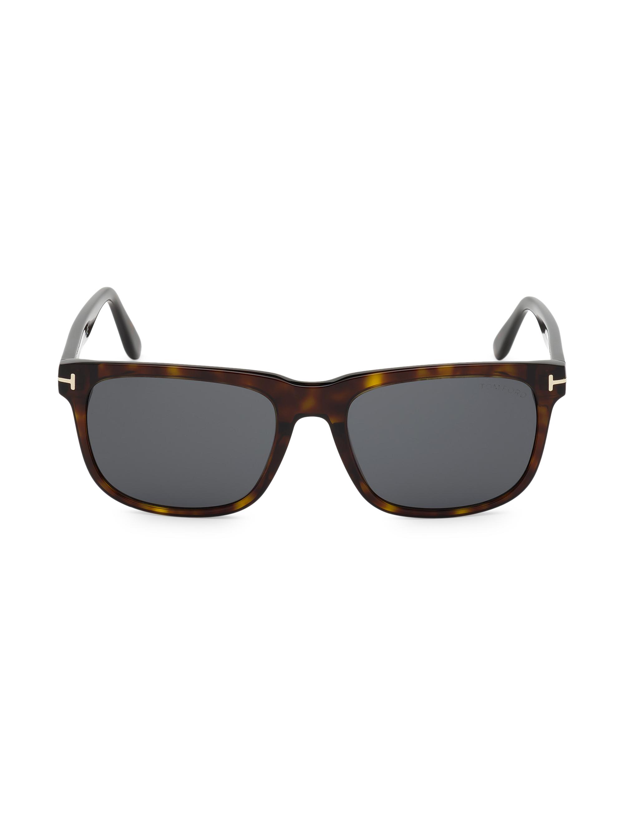 TOM FORD Men's 56MM Plastic Square Sunglasses - Dark Havana